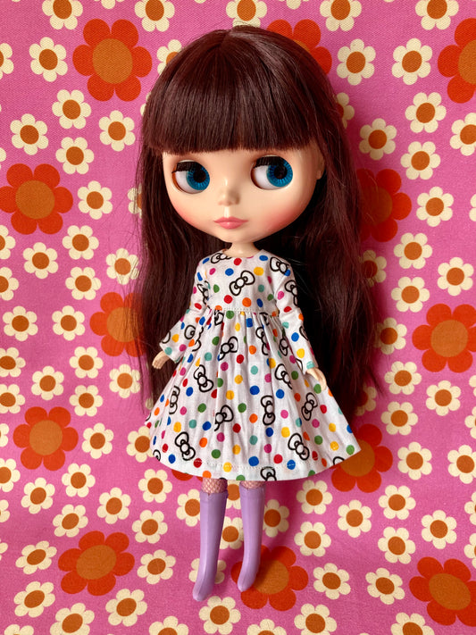Cute Sanrio Hello Kitty Bow Japanese Print Dress for Blythe Doll