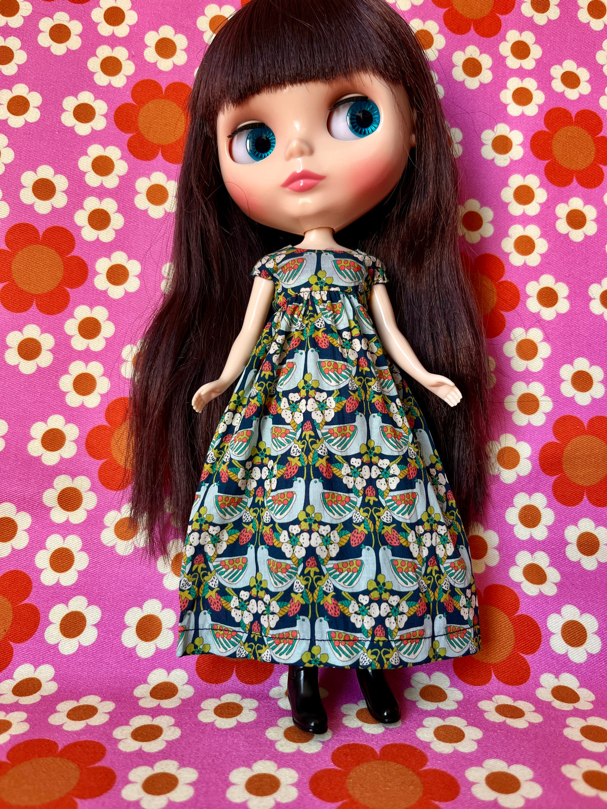 Goth Austen Liberty Regency Dress for Blythe Doll Deco Strawberry Theif