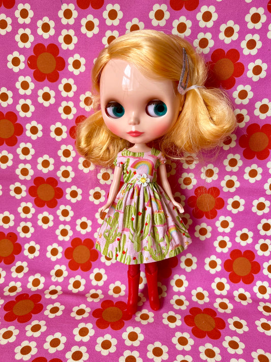 Cactus Landscape Summer Cap Sleeve Dress for Blythe Doll