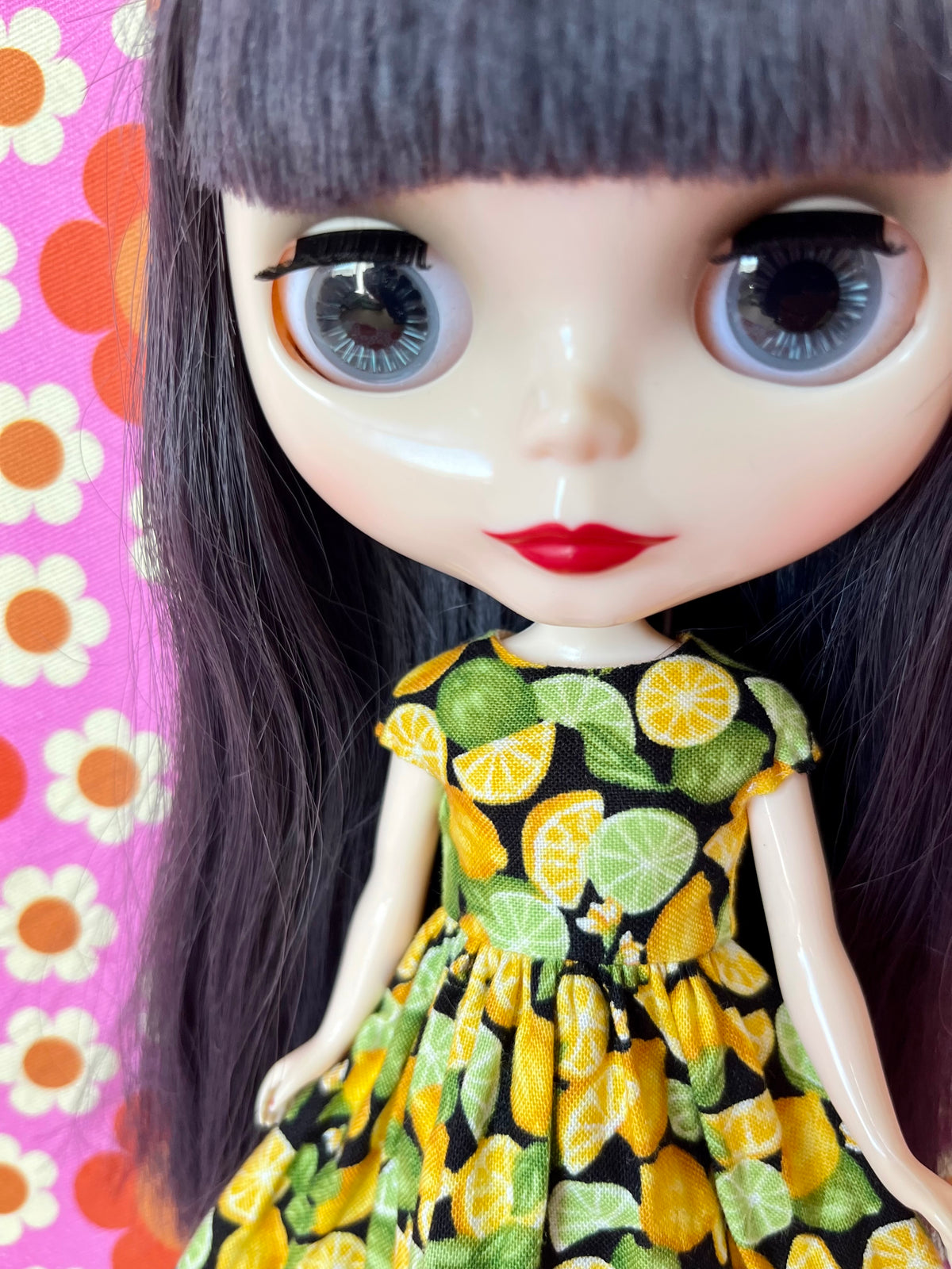Lemons Summer Cap Sleeve Dress for Blythe Doll