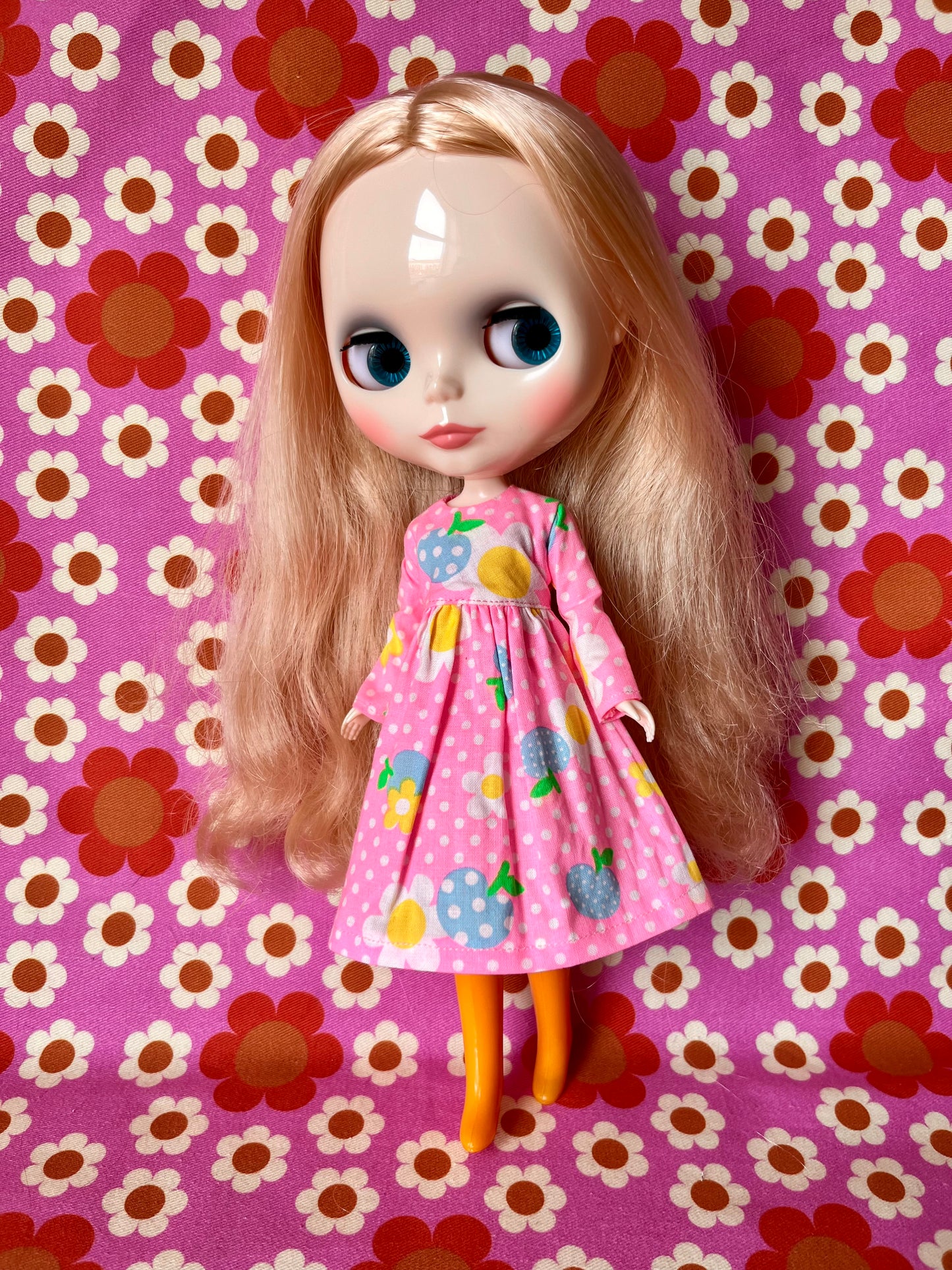 Pink Daisy Long Sleeve Dress for Blythe Doll