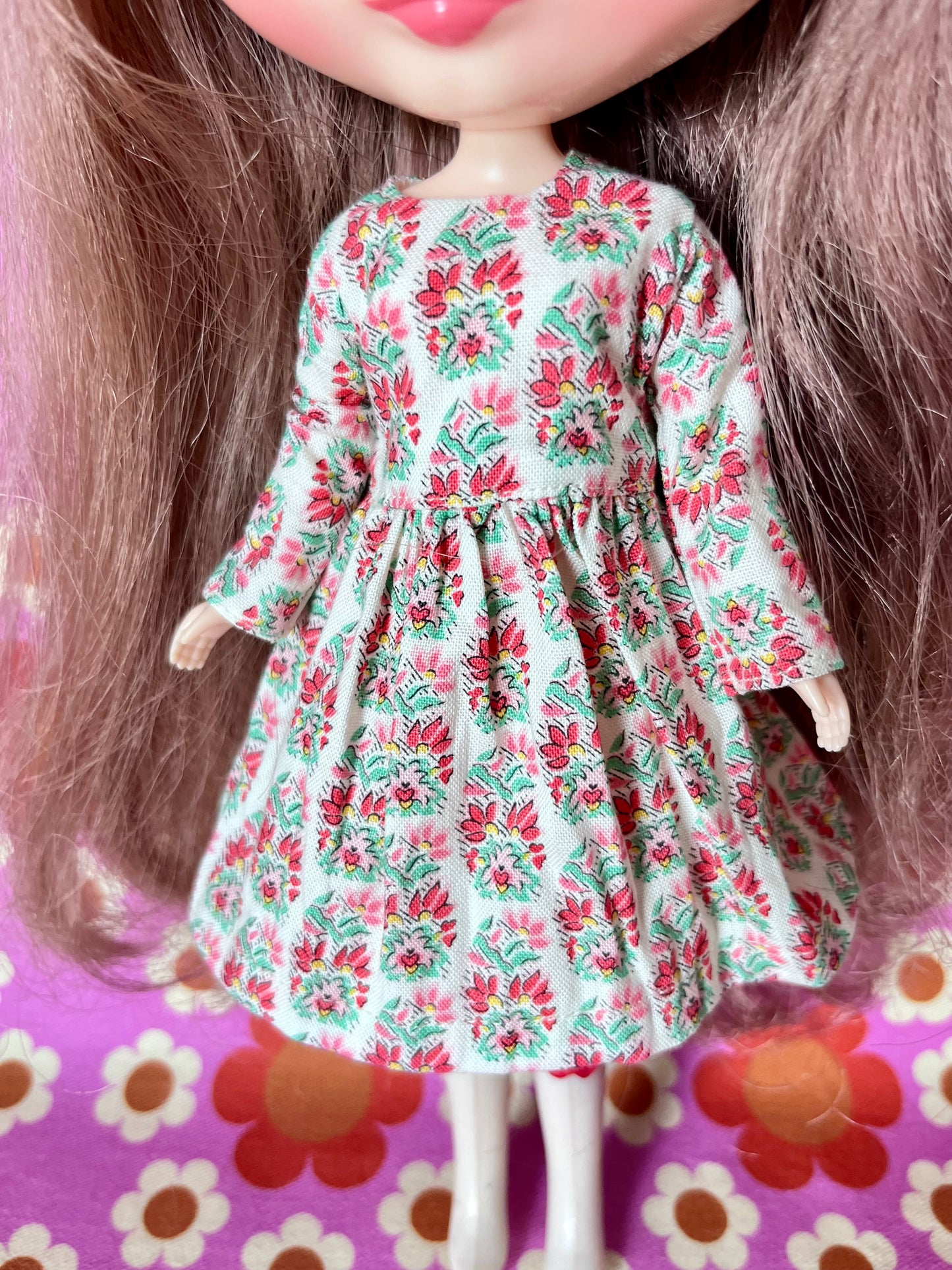Liberty Pink Motif Valentine Dress for Blythe Doll