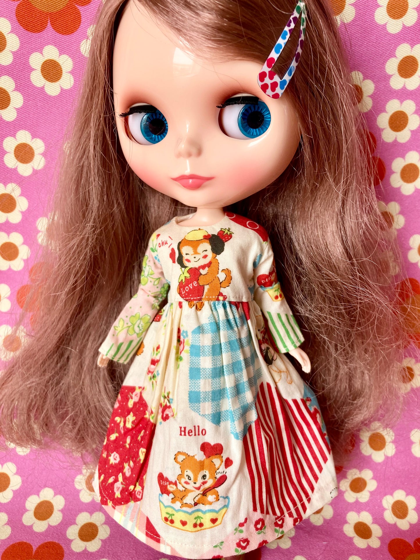 Strawberry Love Dog Dress for Blythe Doll