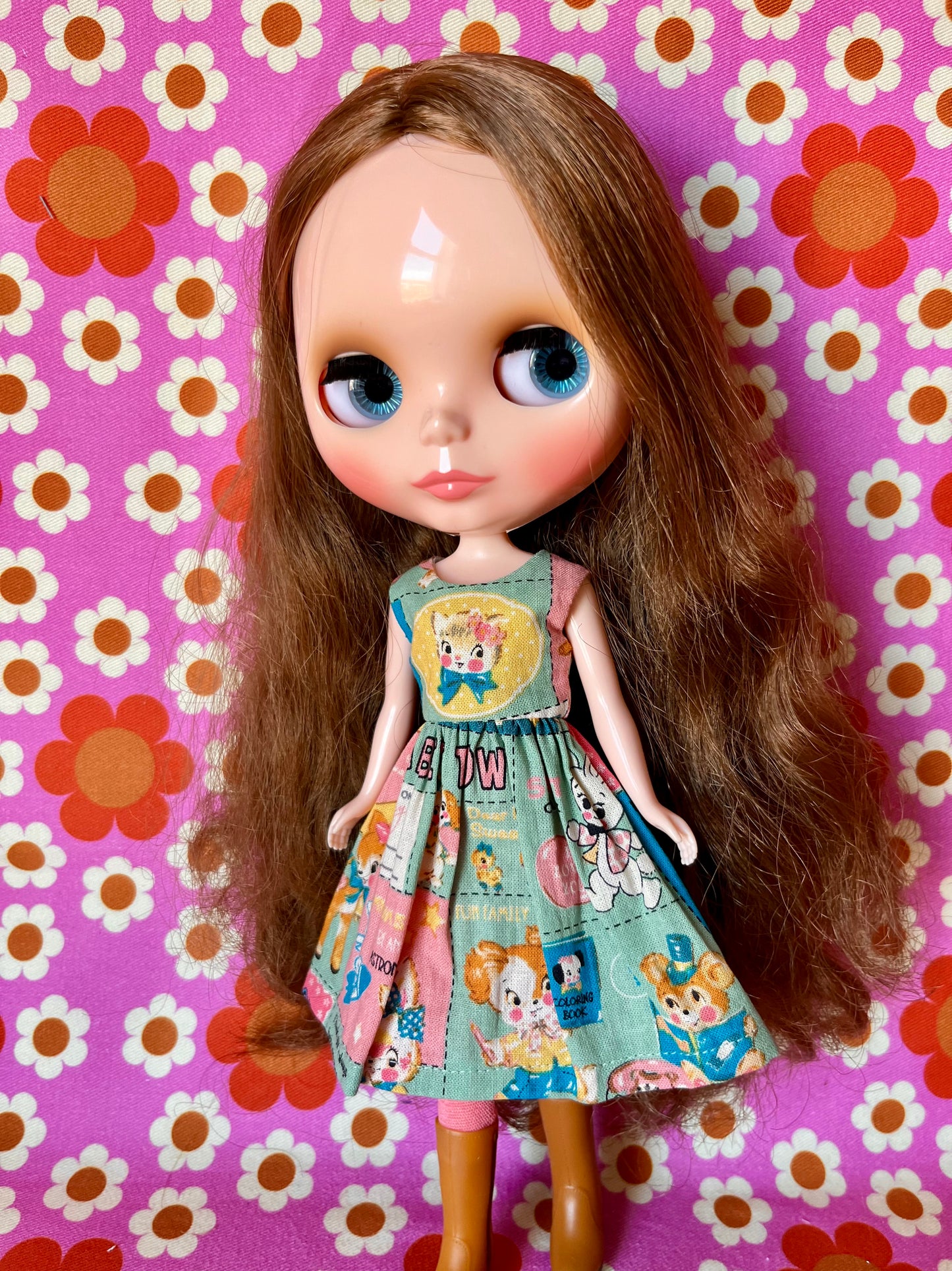 White Cat Summer Simple Sleeveless Dress for Blythe