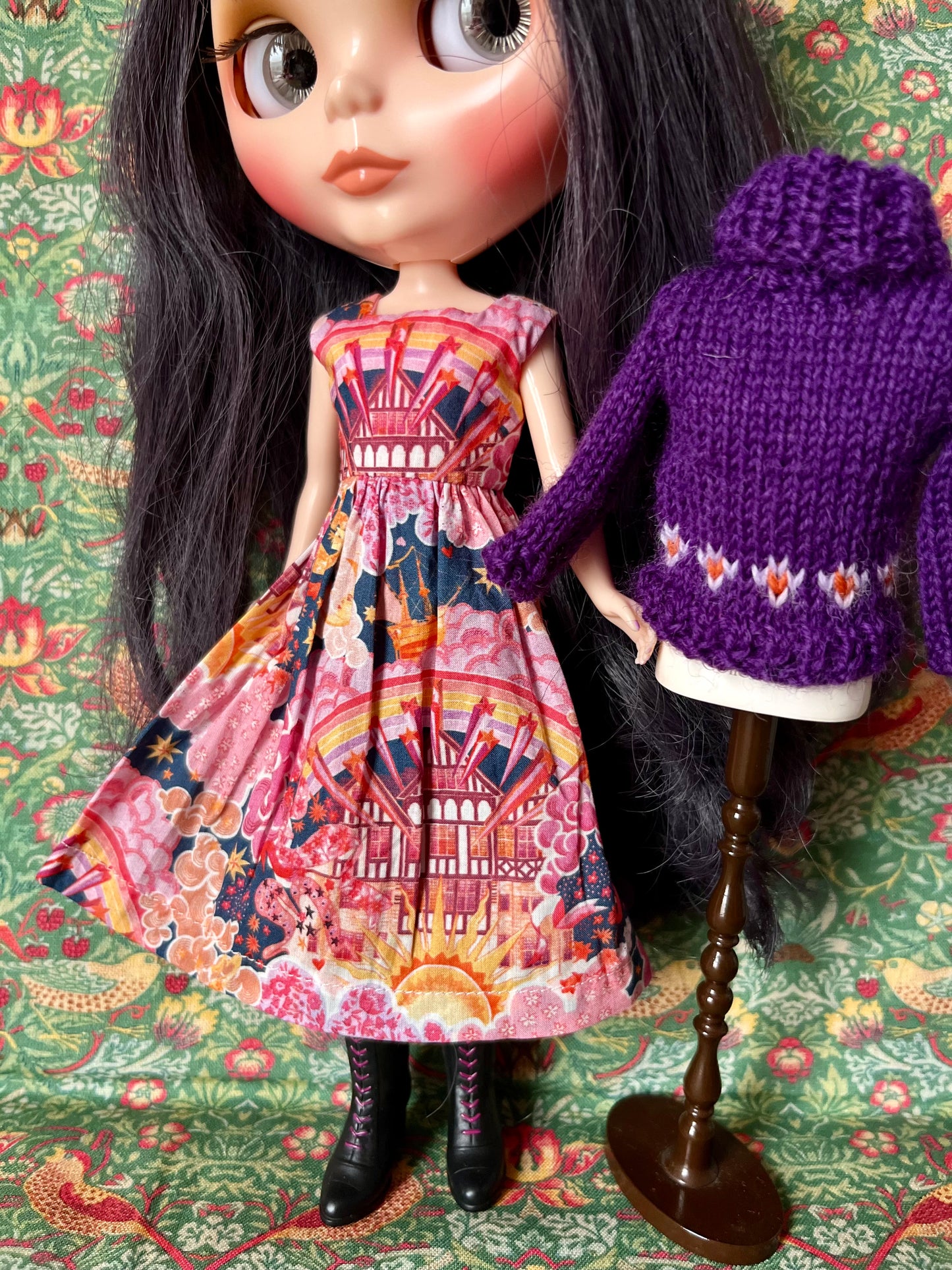 Liberty Dress & Daisy Sweater Set for Blythe Doll