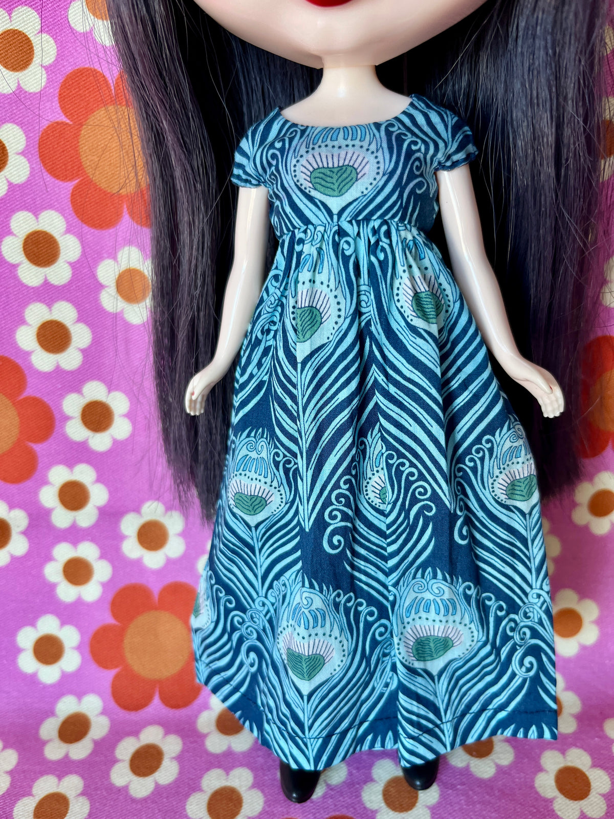 Goth Austen Liberty Regency Dress for Blythe Doll Peacock