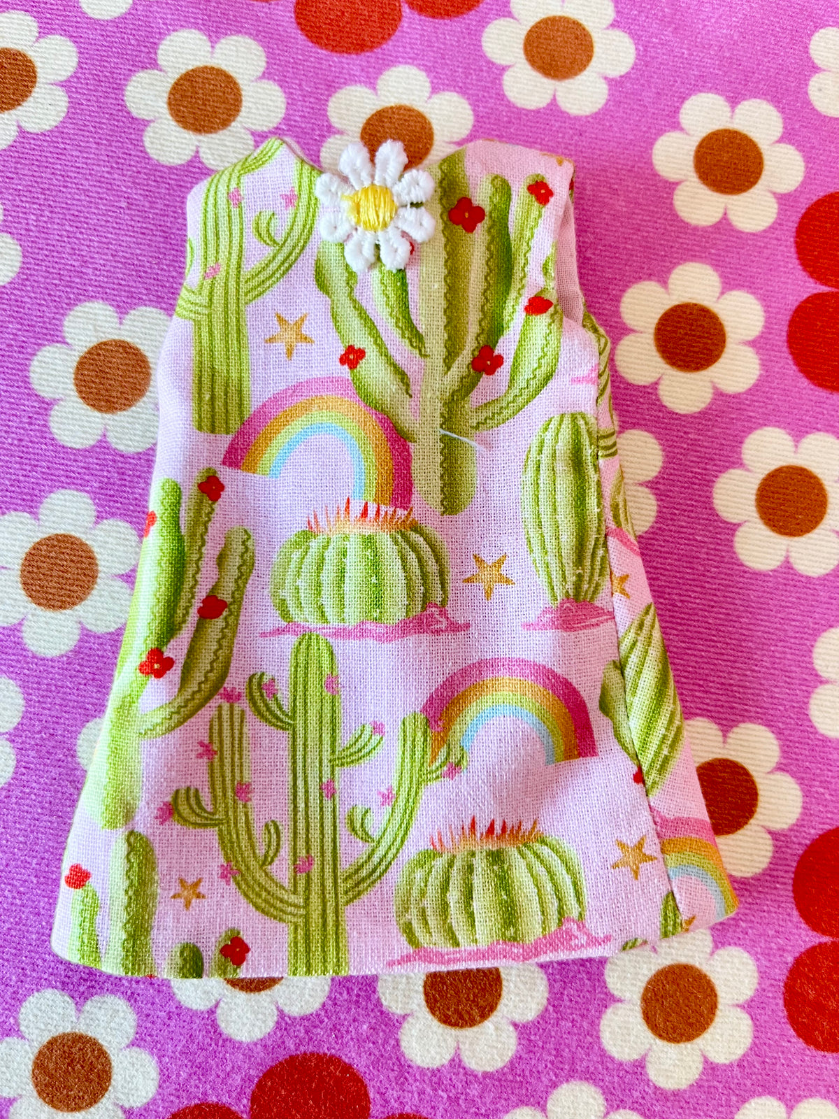 Rainbow Cactus Print Mod Cilla Shift dress