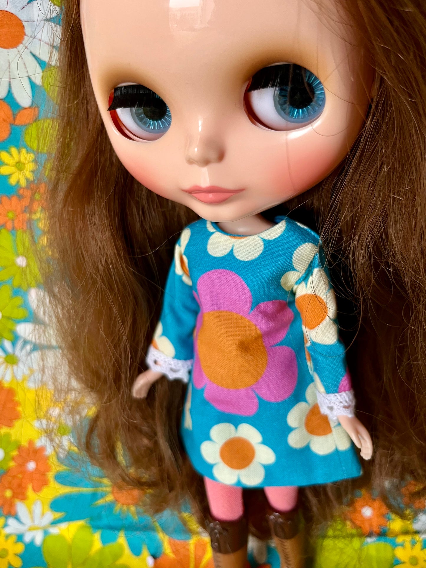 Alice Apple Mod Shift dress with sleeves OOAK