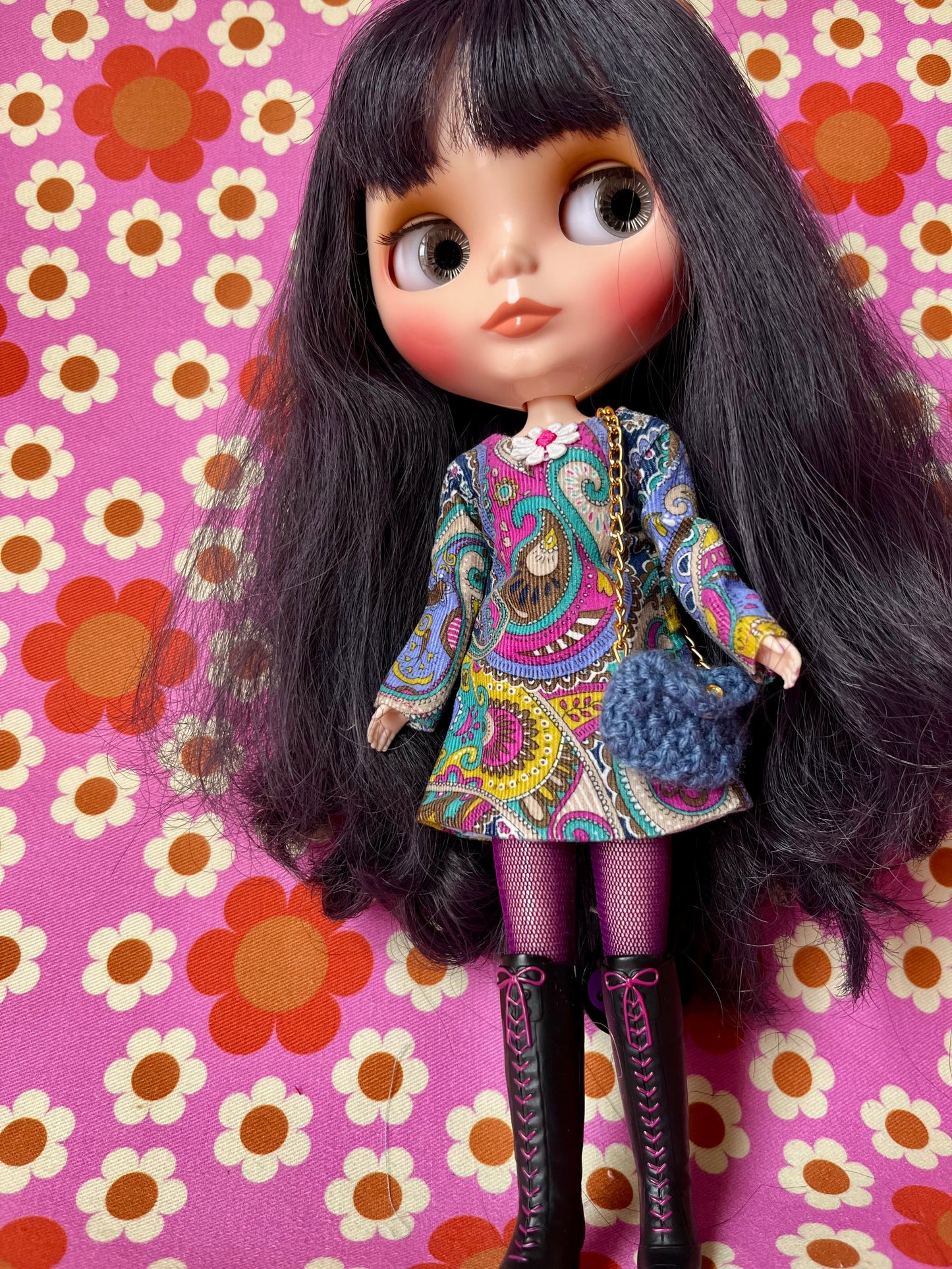 Liberty Corduroy Shift dress with sleeves & Bag which opens