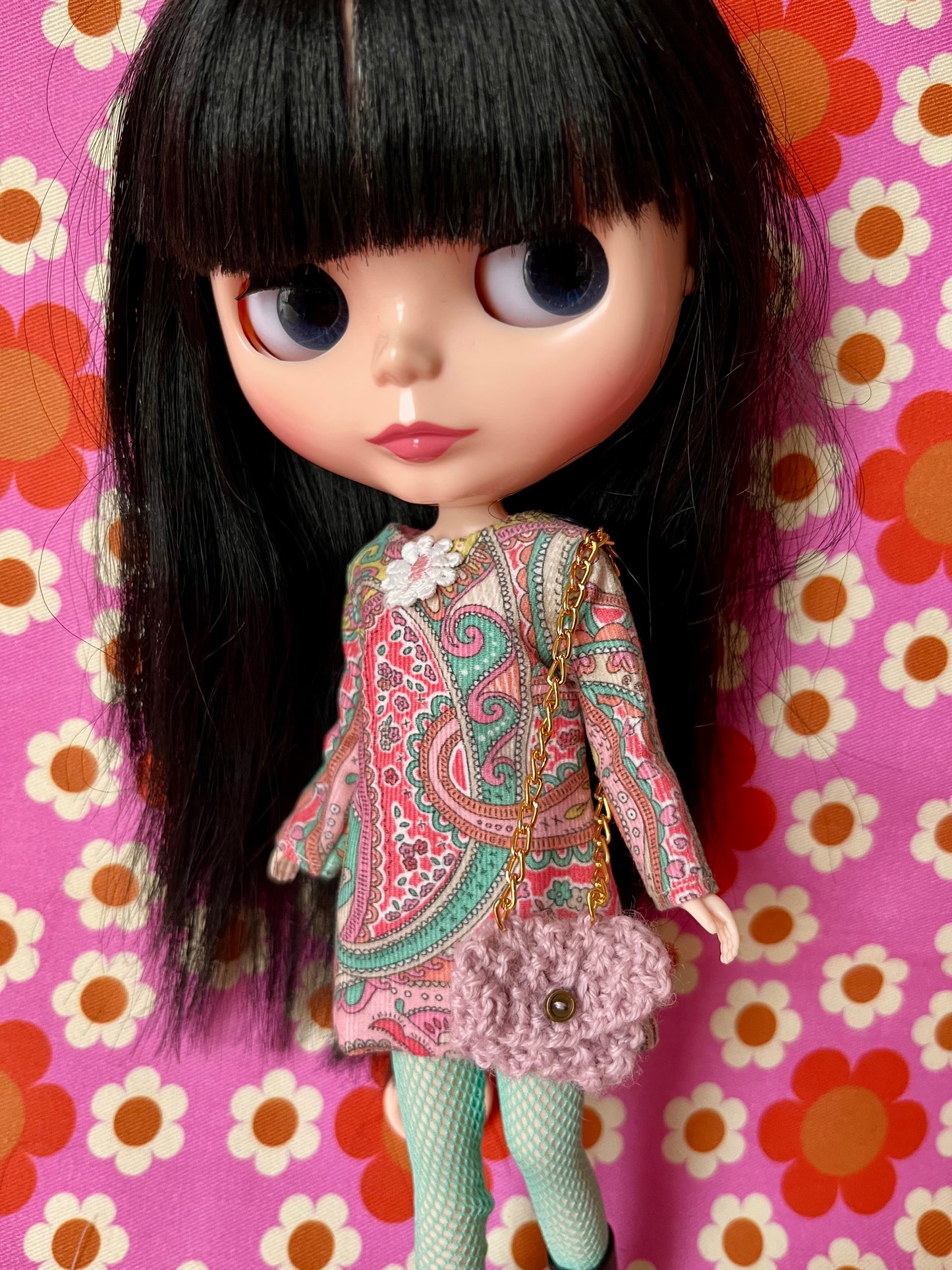 Liberty Corduroy Shift dress with sleeves & Bag which opens