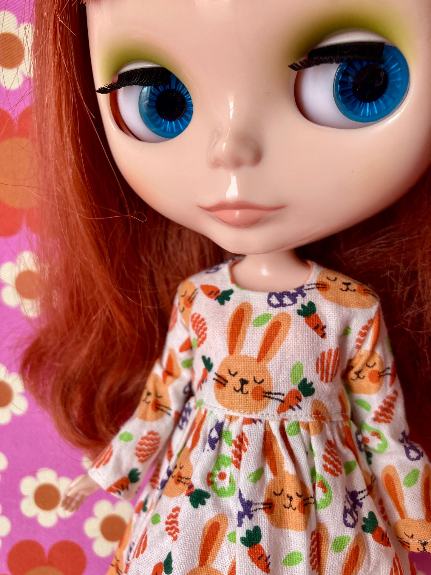 Bunny Carrot Cute Print Dress for Blythe Doll