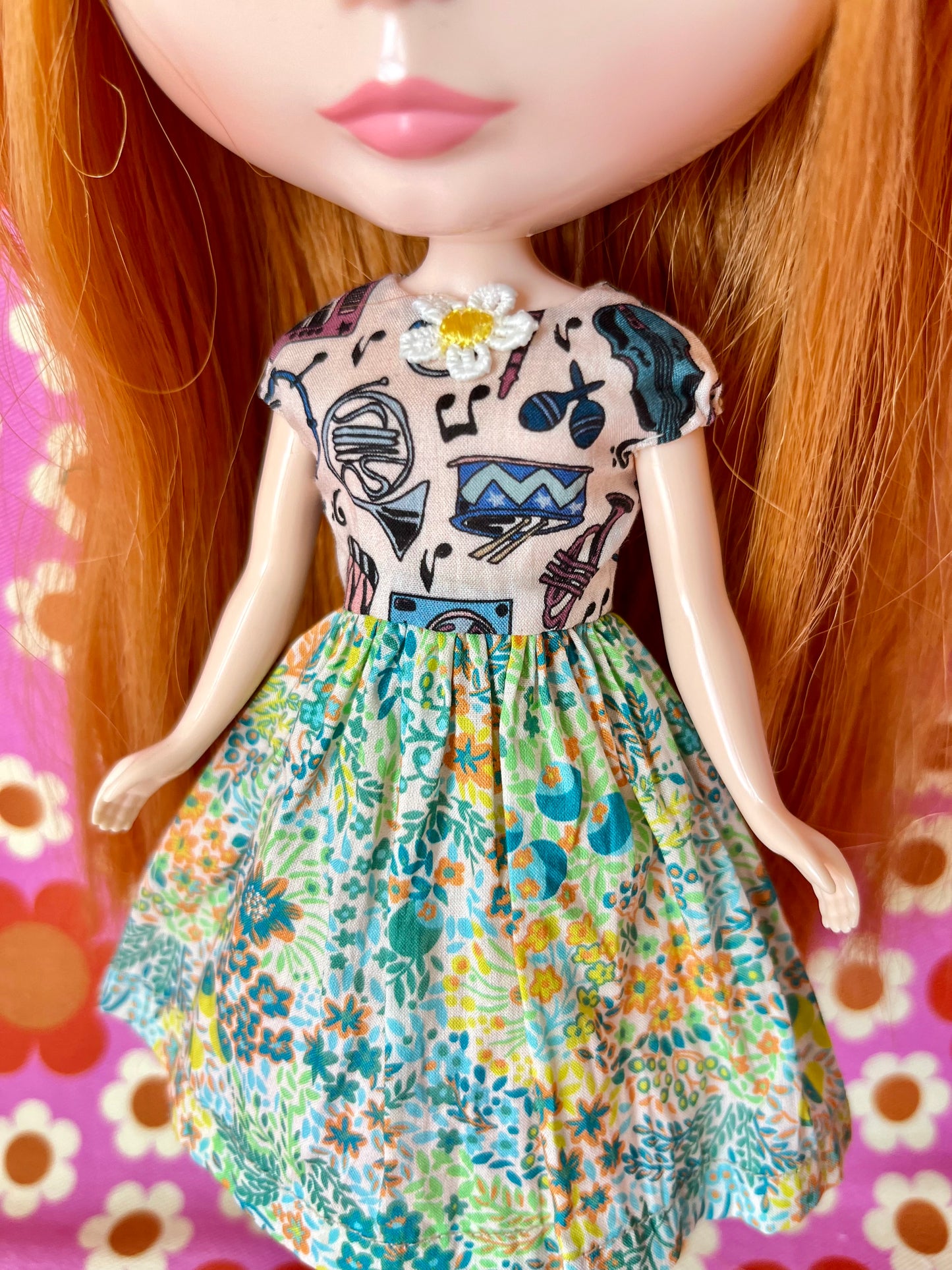 Liberty Cap Sleeve Dress for Blythe Doll