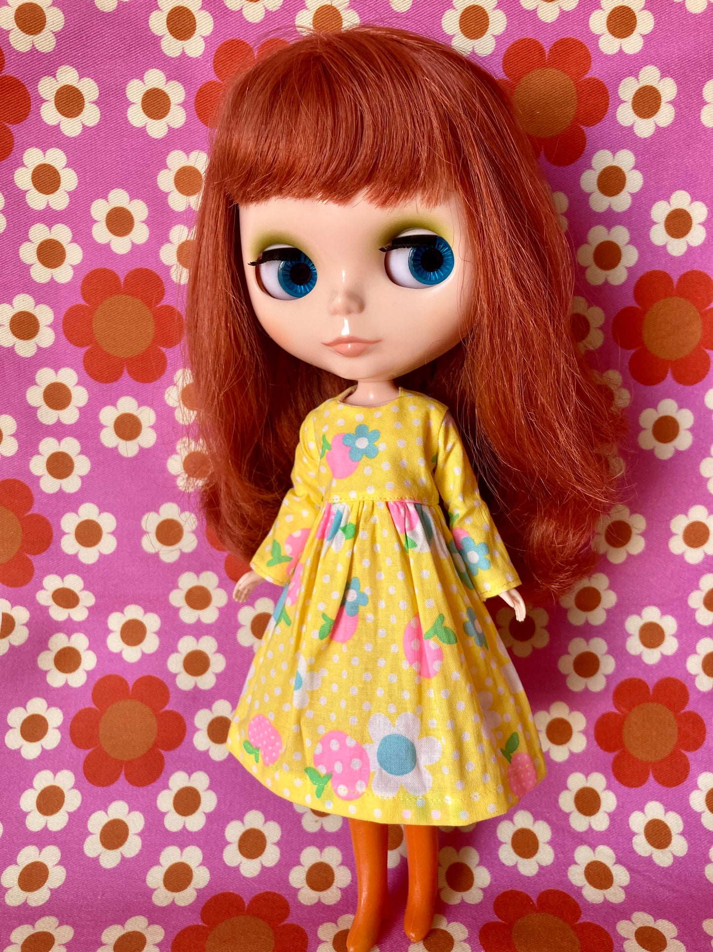 Yellow Daisy Long Sleeve Dress for Blythe Dollar