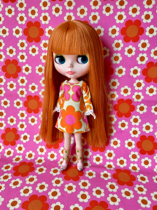 Alice Apple Mod Shift dress with long sleeves OOAK