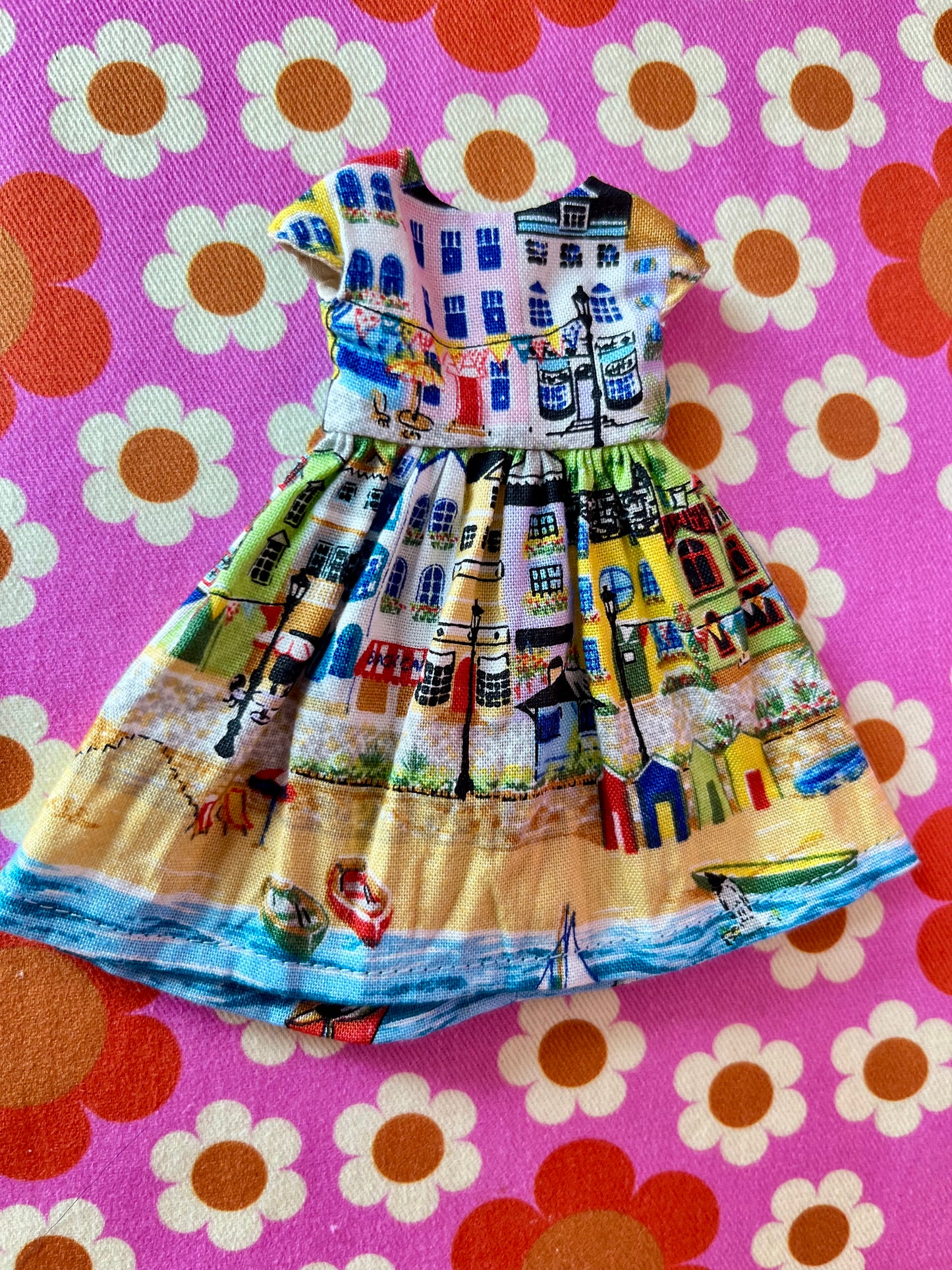 Seaside Summer Cap Sleeve Dress for Blythe Doll