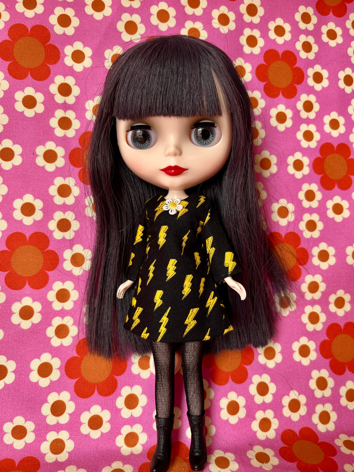 Lightning Print Mod Cilla Shift dress with Sleeves