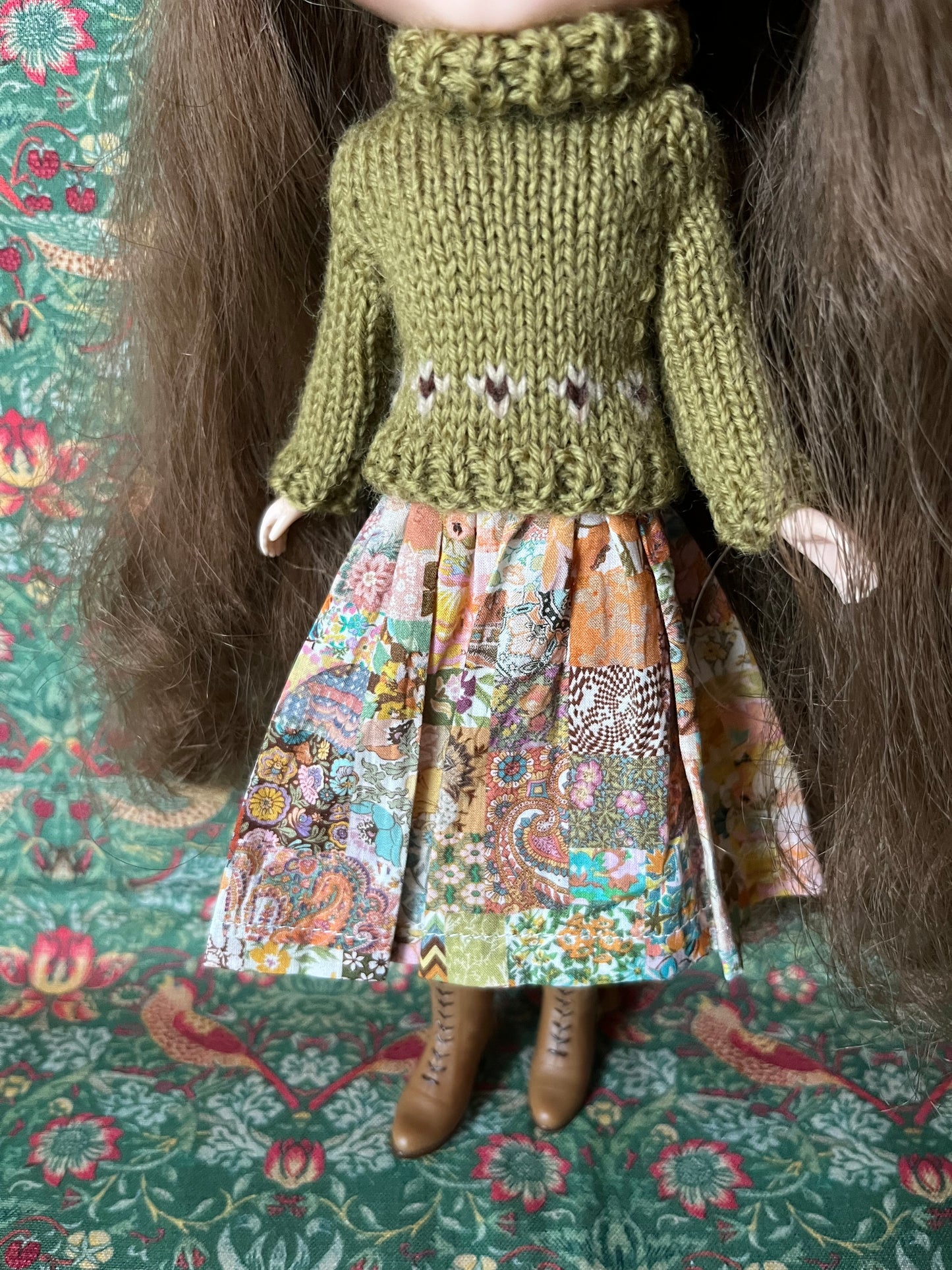 Liberty Dress & Daisy Sweater Set for Blythe Doll