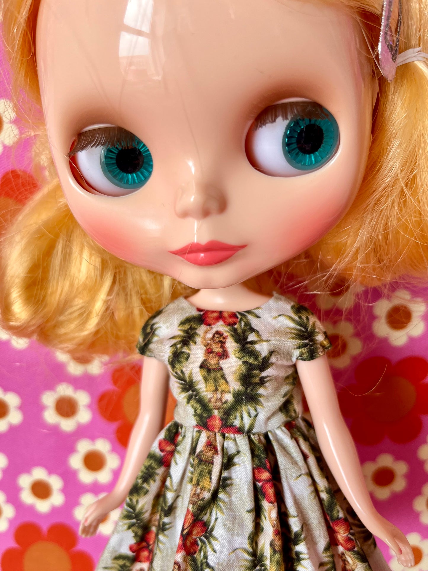 Hula Girl Summer Cap Sleeve Dress for Blythe Doll