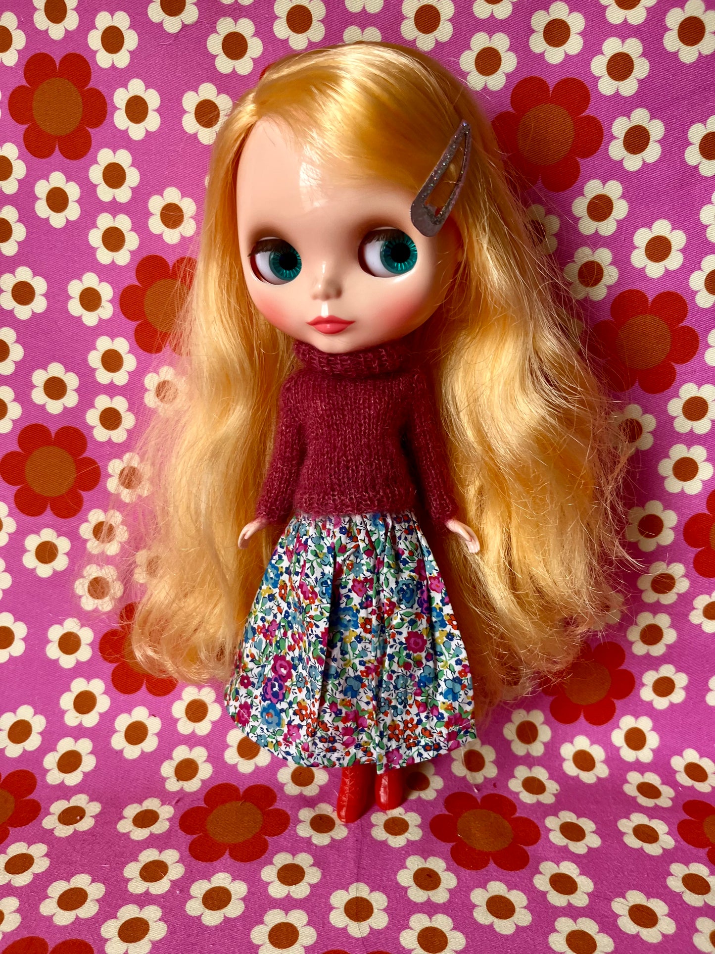 Liberty Skirt & Mohair Sweater Set for Blythe Doll