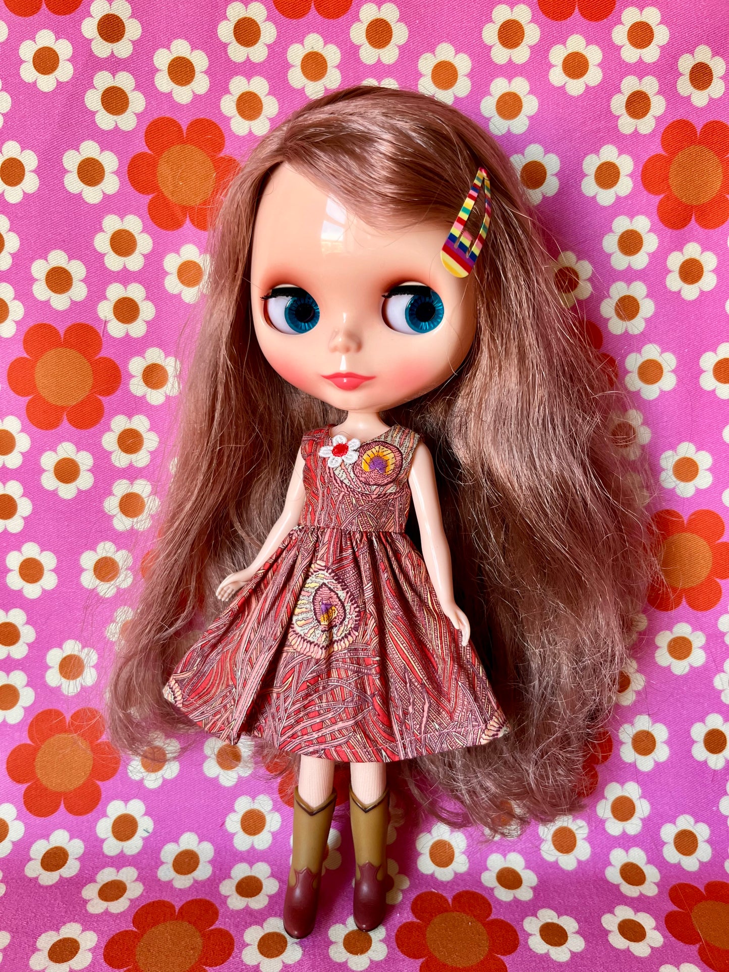 Peacock Feather Summer Simple Sleeveless Dress for Blythe