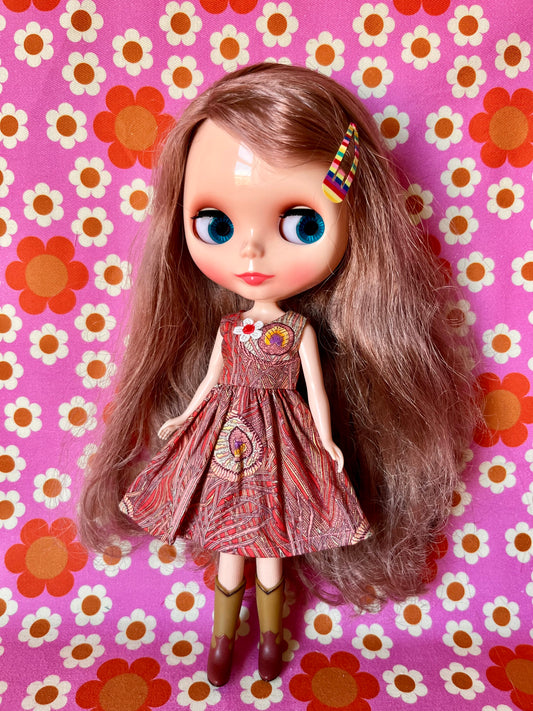 Peacock Feather Summer Simple Sleeveless Dress for Blythe