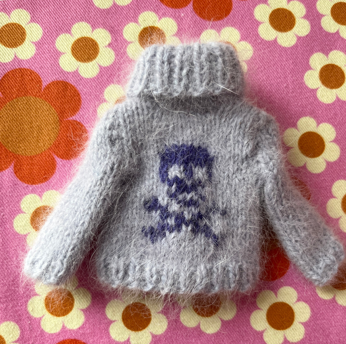 Halloween Fluffy Lilac Sweater Purple Skull