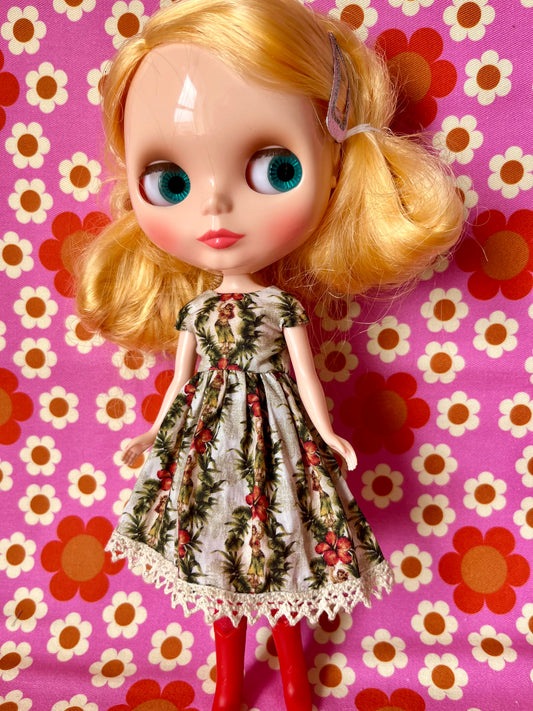 Hula Girl Summer Cap Sleeve Dress for Blythe Doll
