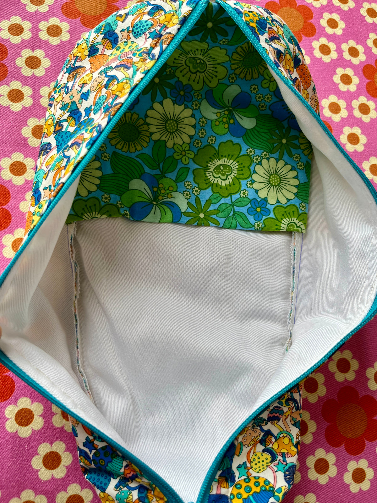 Mushroom print fabric Blythe Doll Carry Case Neo-Blythe size