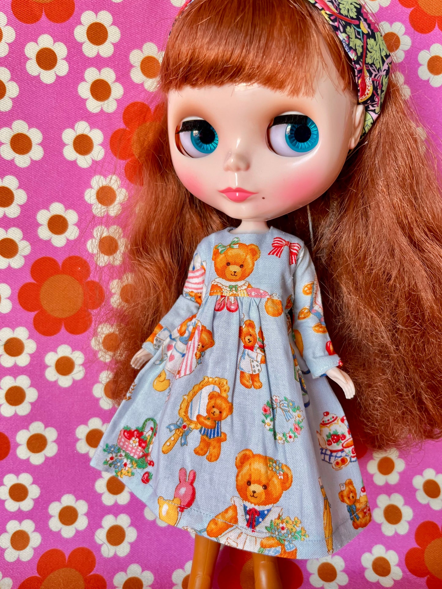 Blue Teddy Dress for Blythe Doll