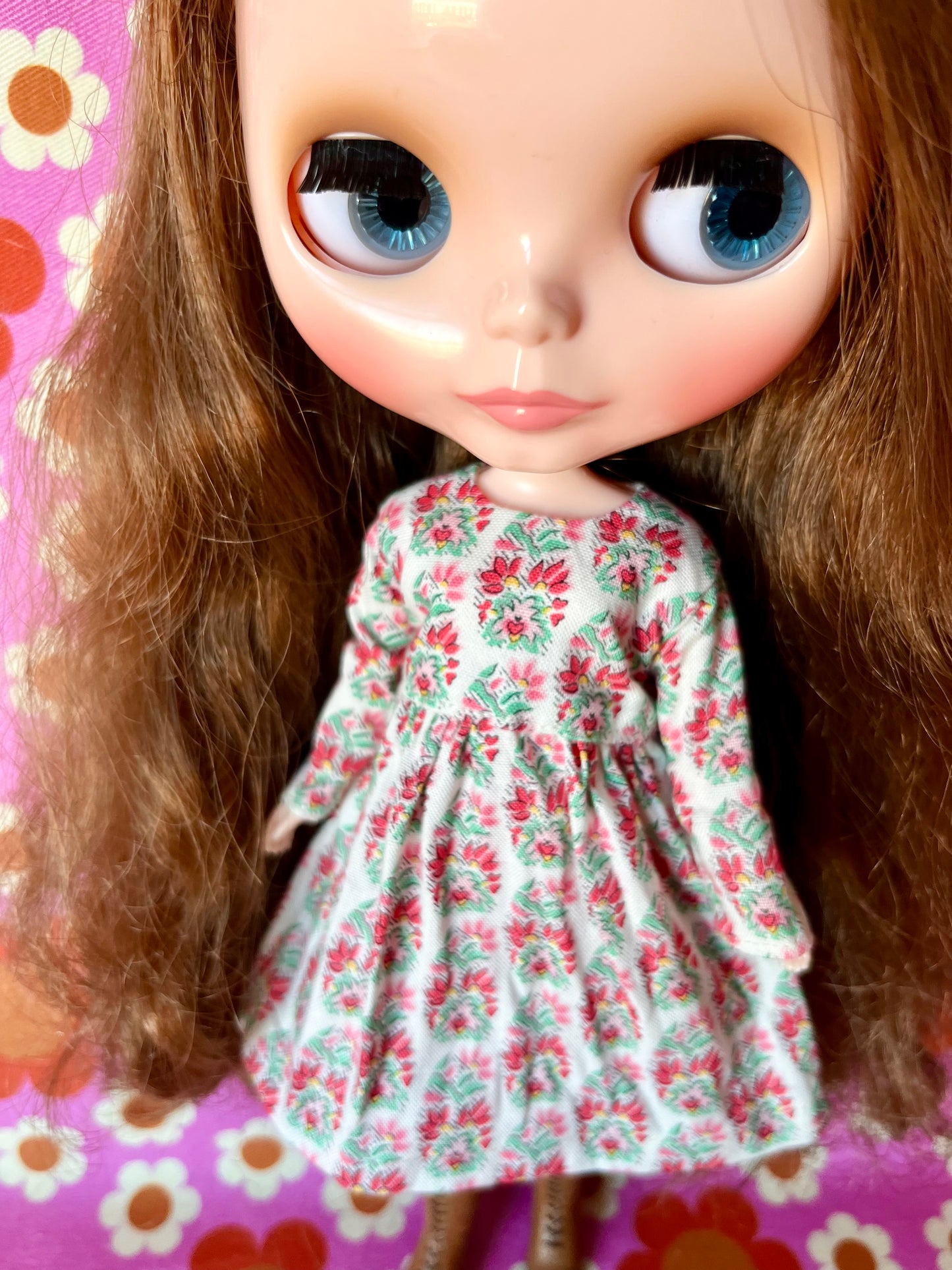 Liberty Pink Motif Valentine Dress for Blythe Doll