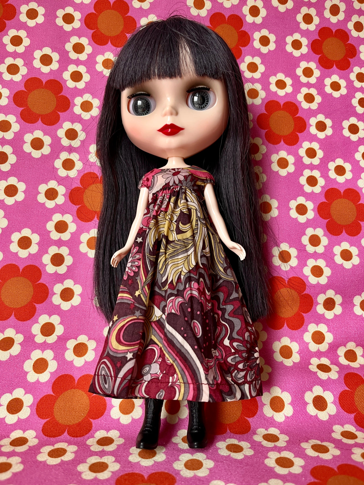 Goth Austen Liberty Regency Dress for Blythe Doll Psychedelic Swirl