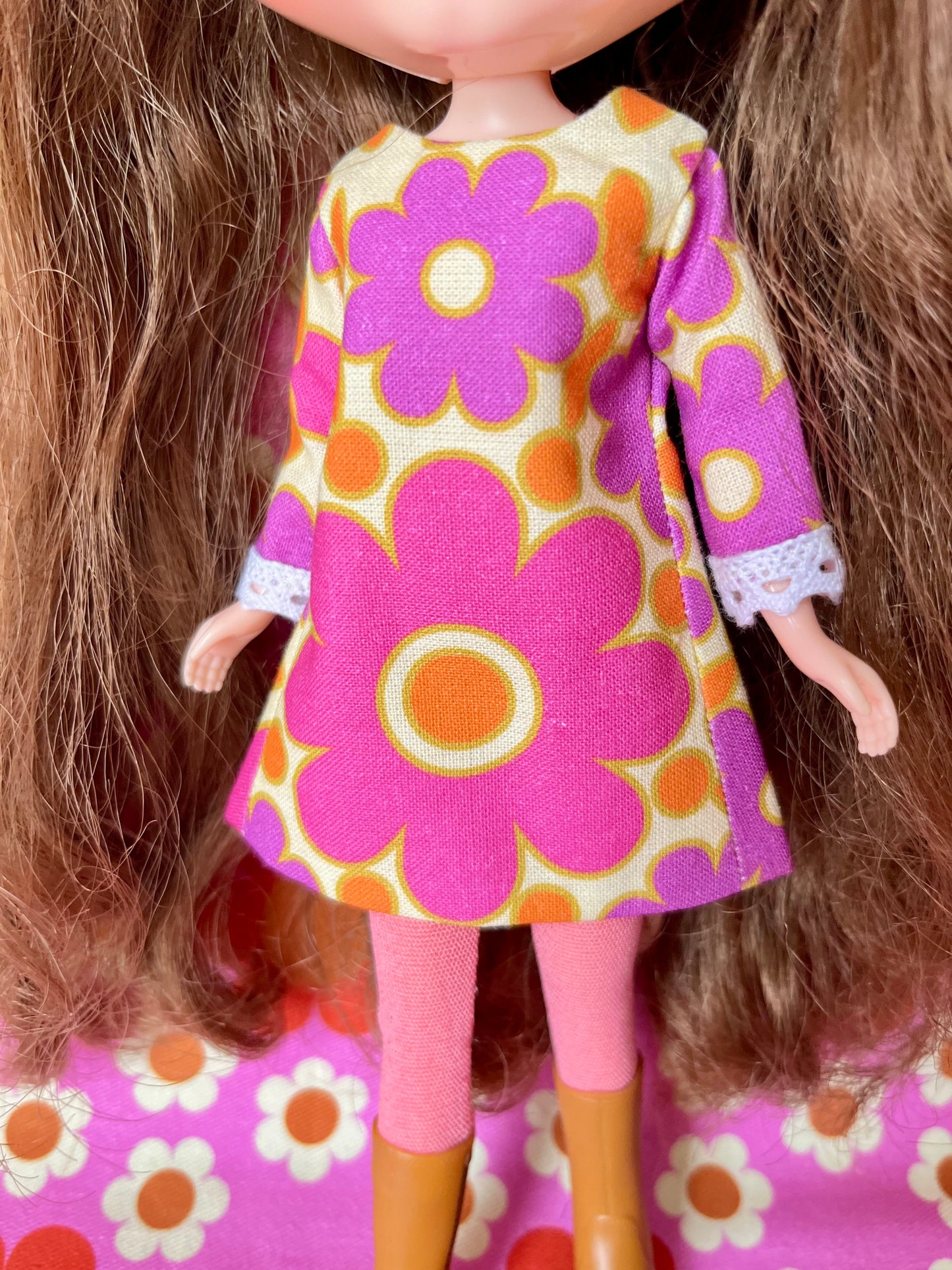 Alice Apple Mod Shift dress with long sleeves OOAK