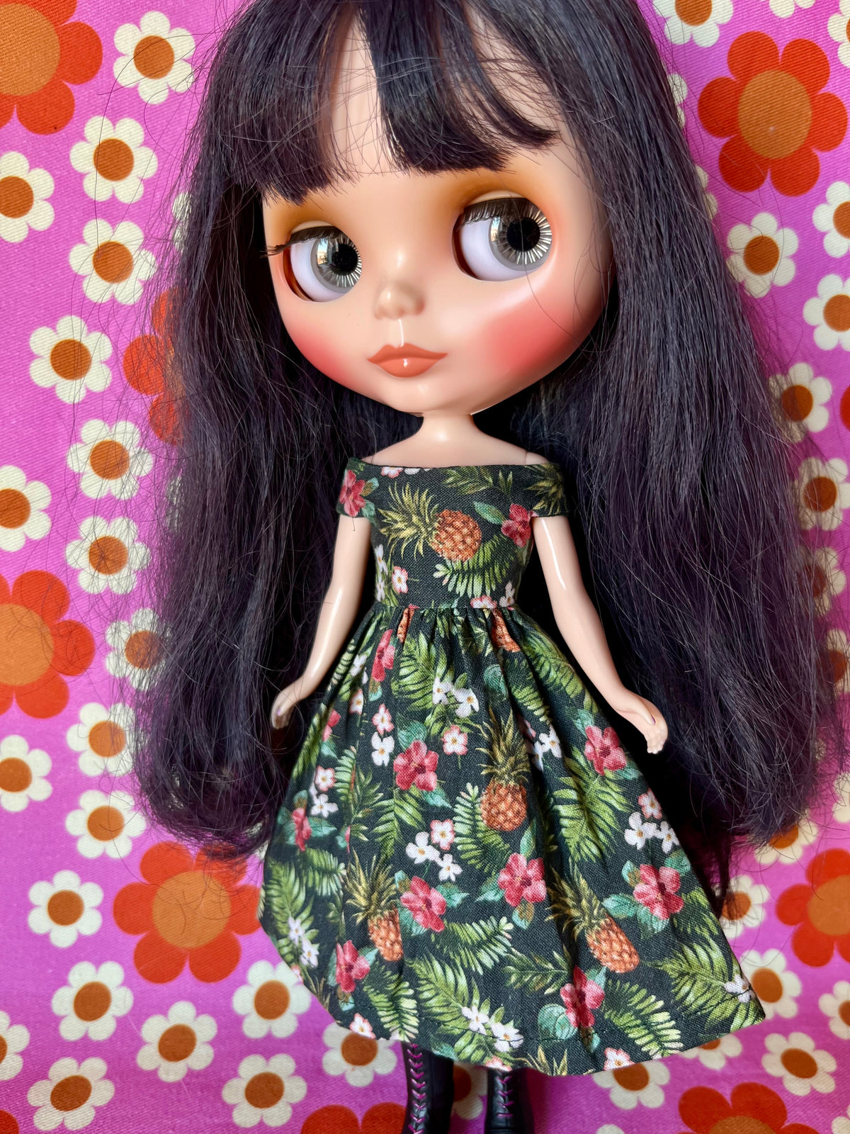 Pineapple Off shoulder Brigitte Dress for Blythe Doll