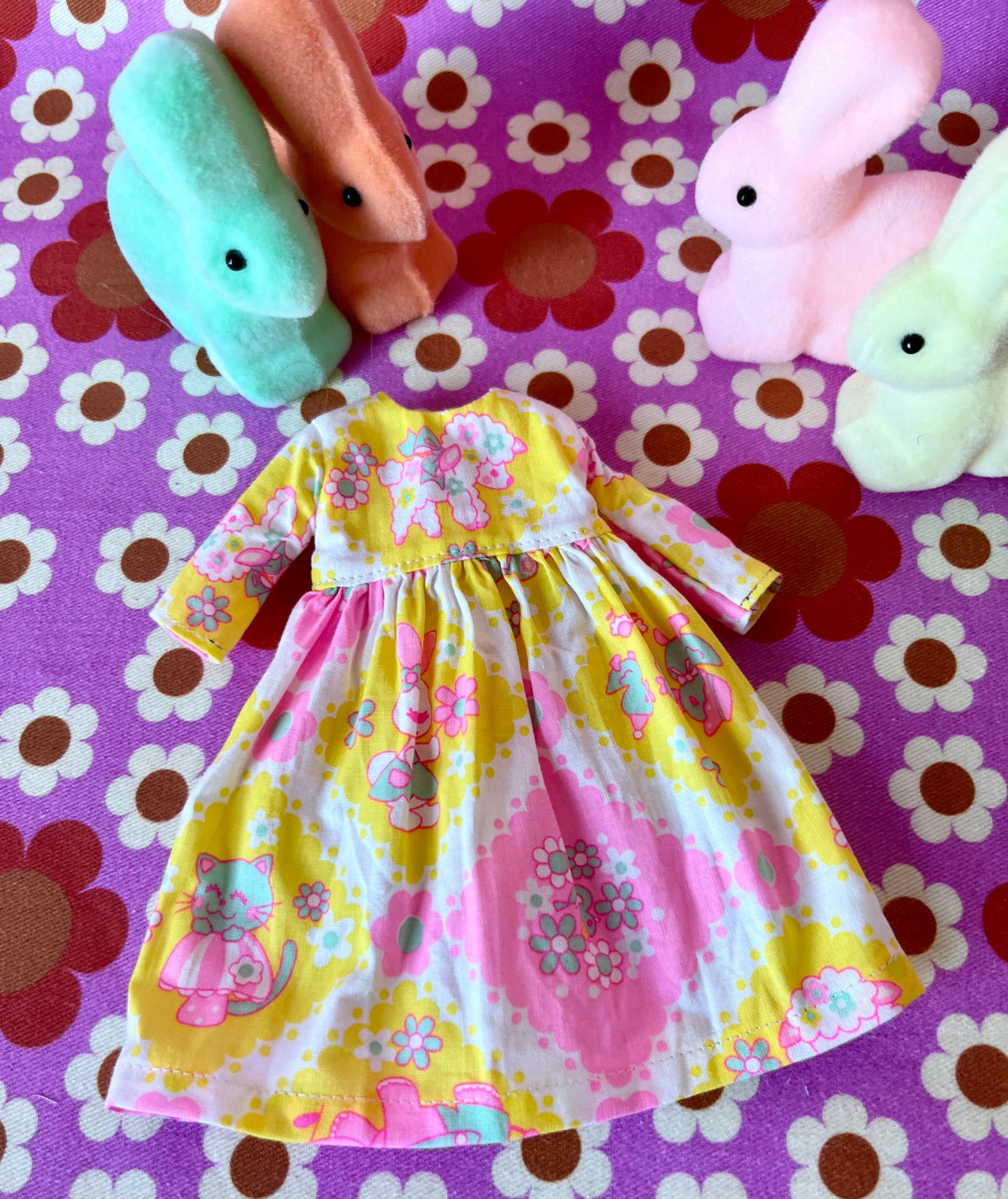 Yellow Easter Lamb Family Dress for Blythe Doll.