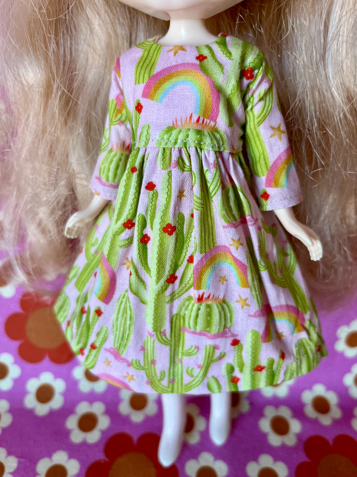 Cactus Landscape Long Sleeve Dress for Blythe Doll