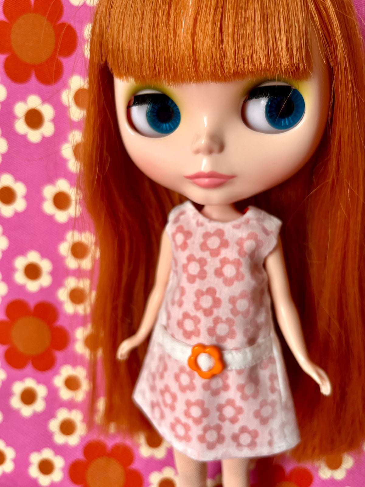 Orange Daisy Buckle Mod Cilla Shift dress