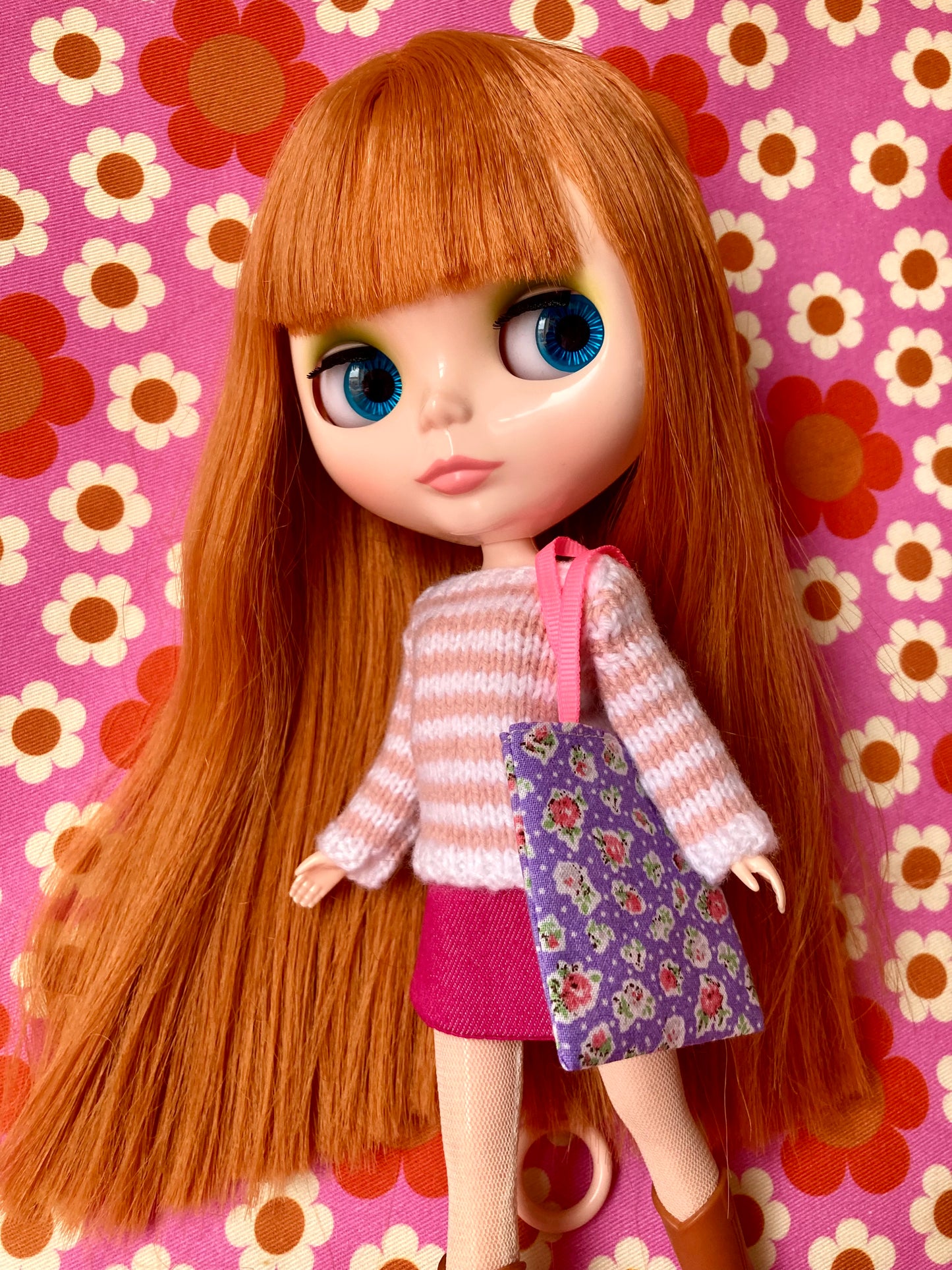 Breton Sweater, Skirt & Bag for Blythe Doll