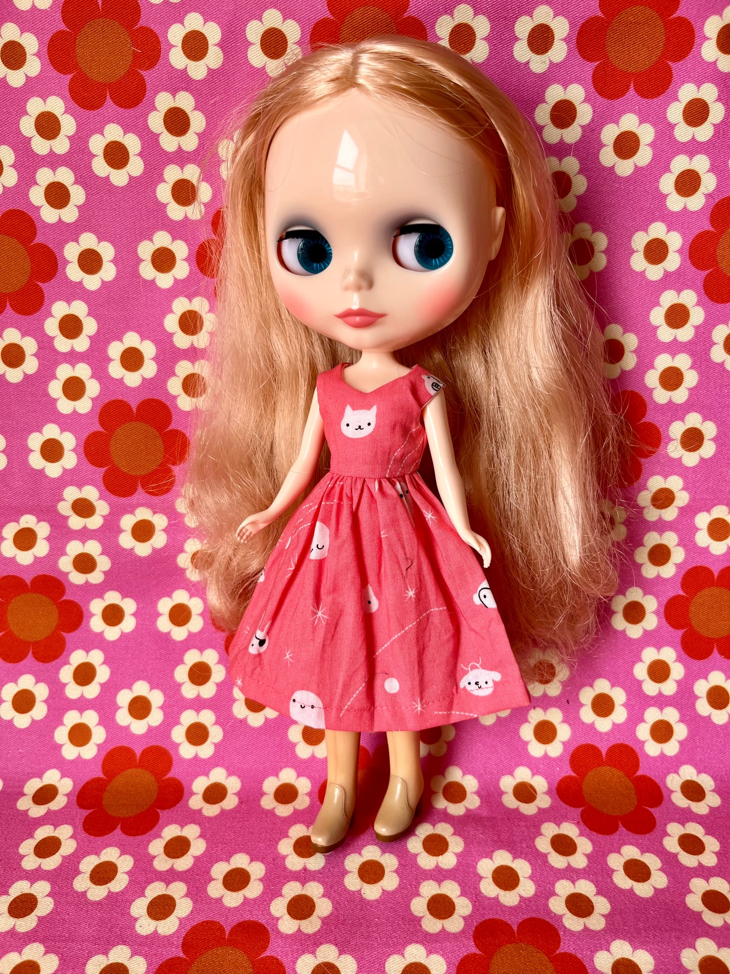 Cat Print Dress for Blythe Doll