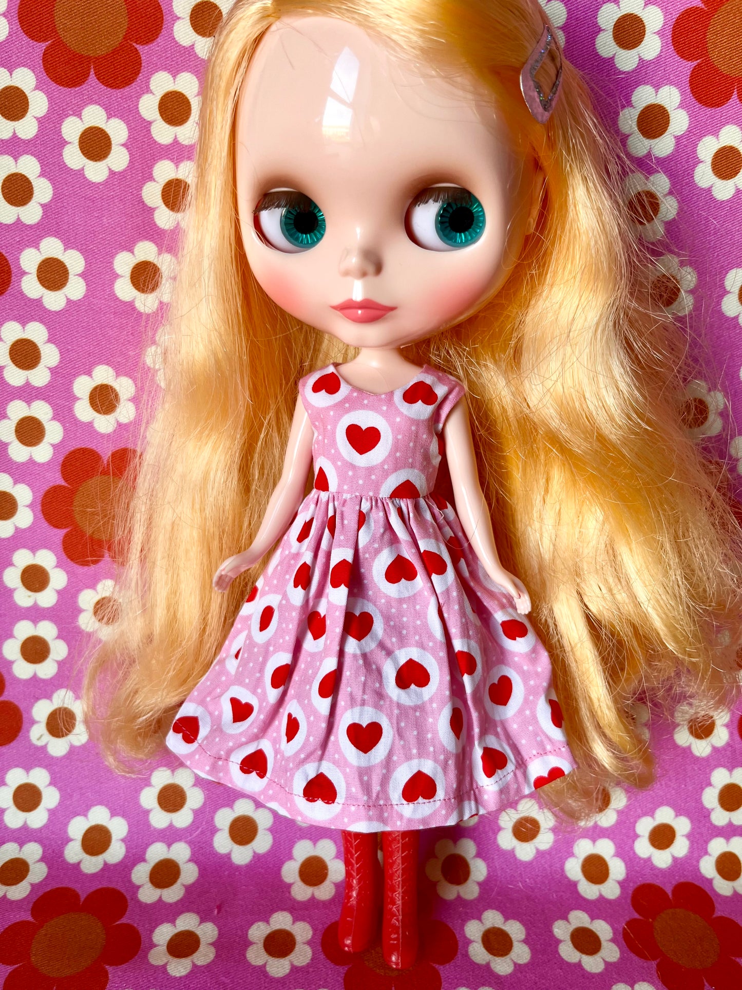 Pink & Red Heart Dress & Cardigan for Blythe Doll