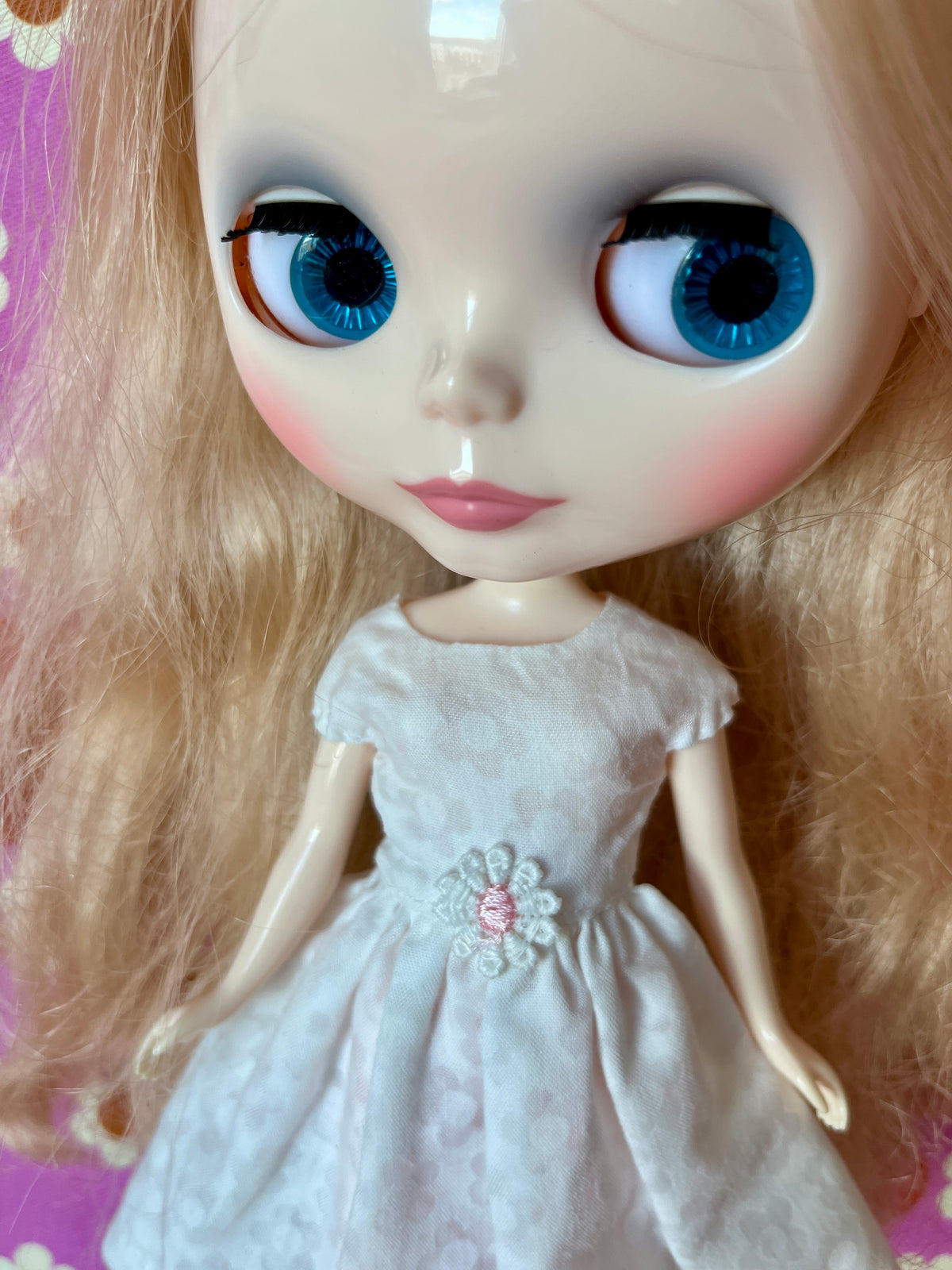 Daisy Cap Sleeve Dress for Blythe Doll (Pink Daisy)