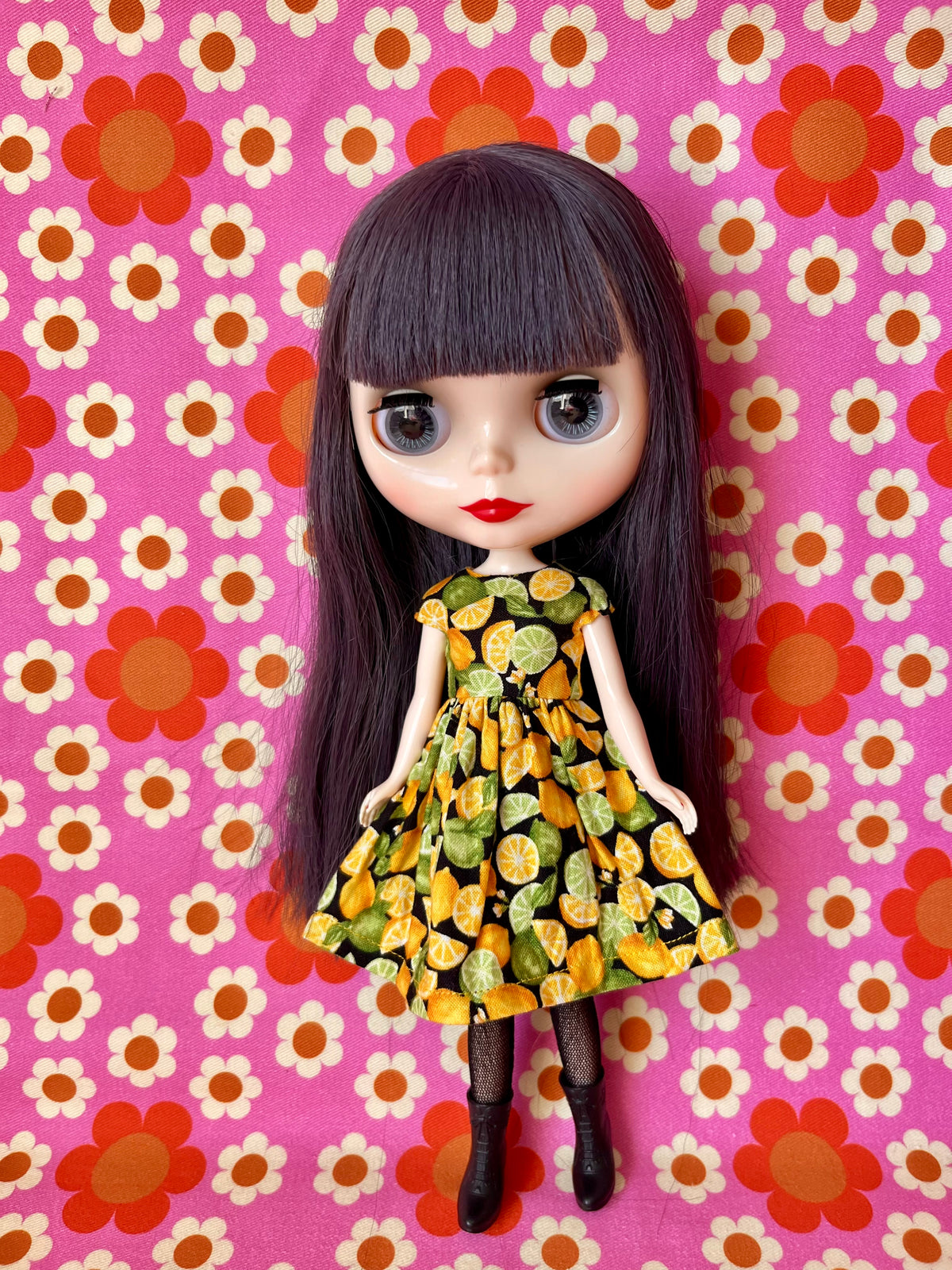 Lemons Summer Cap Sleeve Dress for Blythe Doll