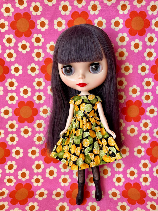 Lemons Summer Cap Sleeve Dress for Blythe Doll