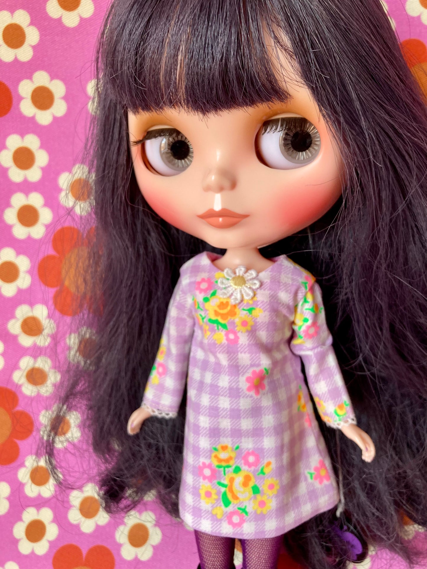 Neon Gingham Mod Shift dress with sleeves