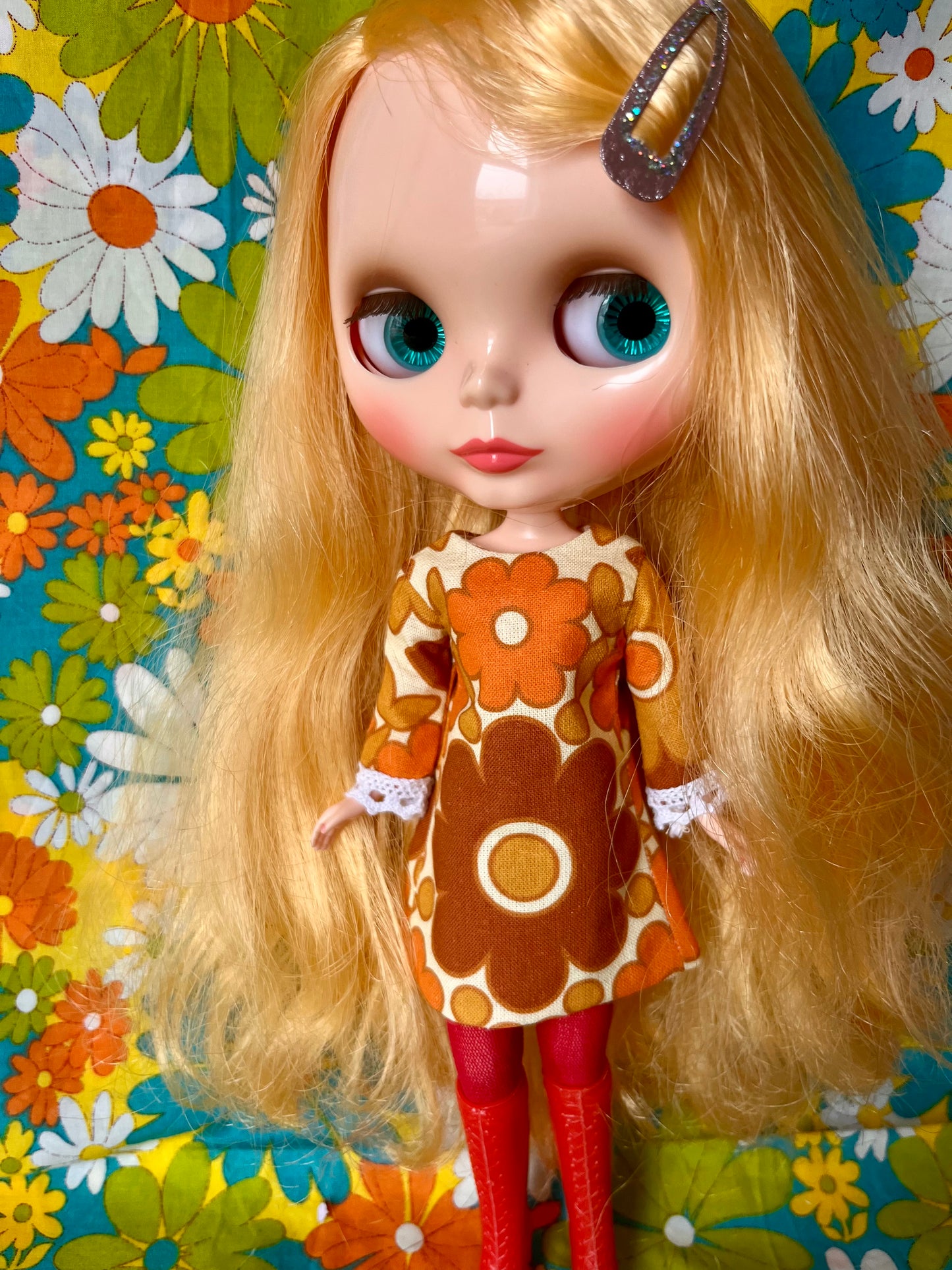 Alice Apple Mod Shift dress with sleeves OOAK