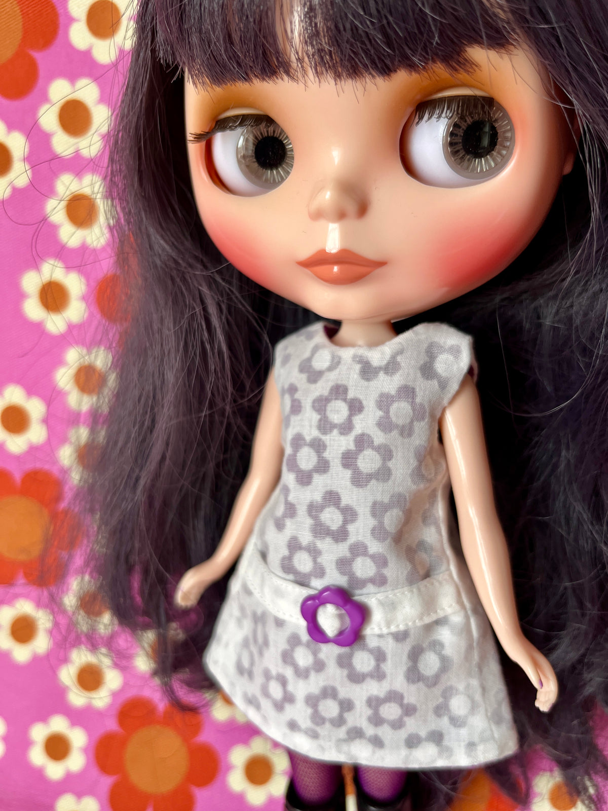 Purple Daisy Buckle Mod Cilla Shift dress