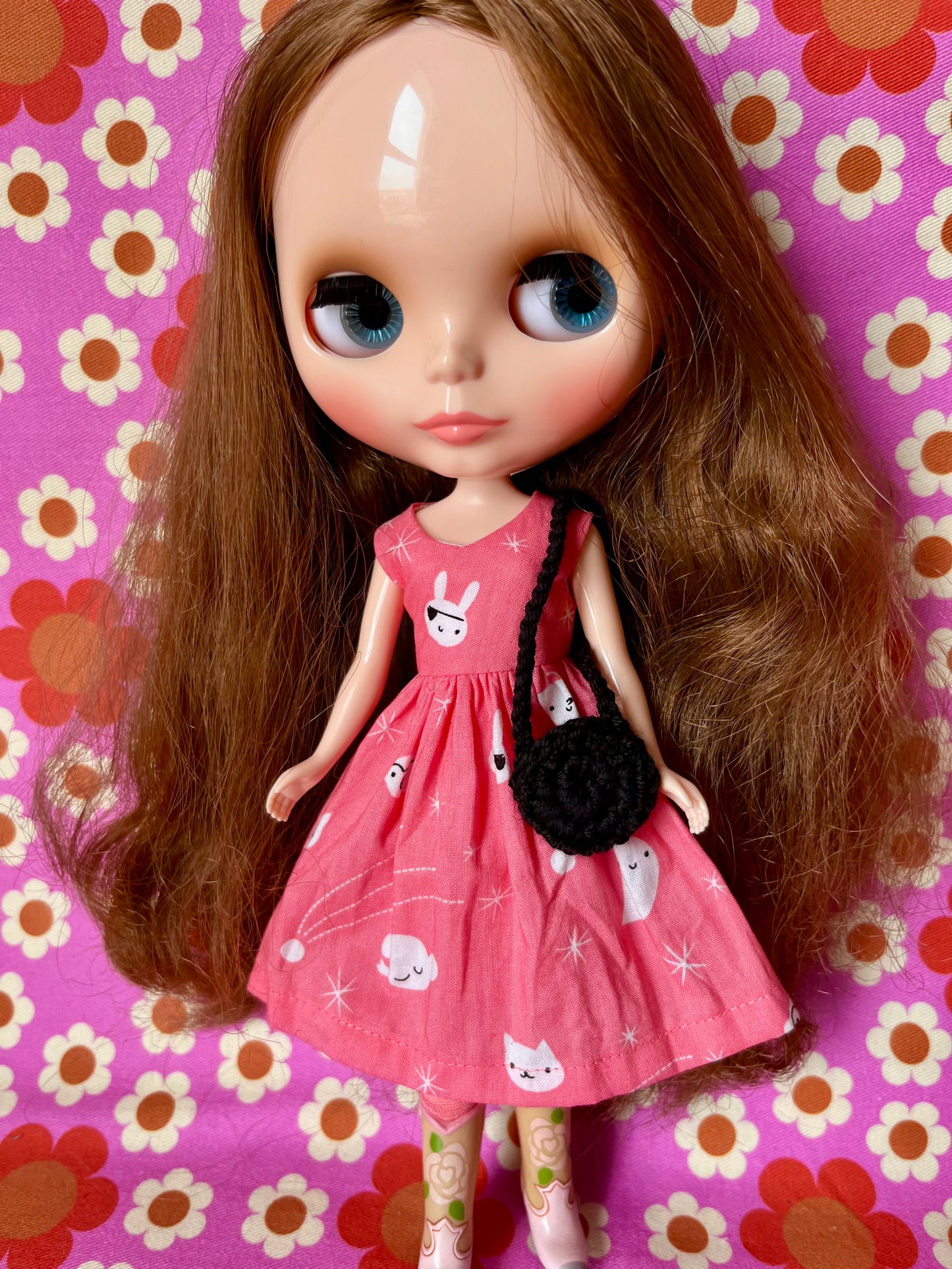 Pirate Easter Bunny  Print Dress for Blythe Doll & bag