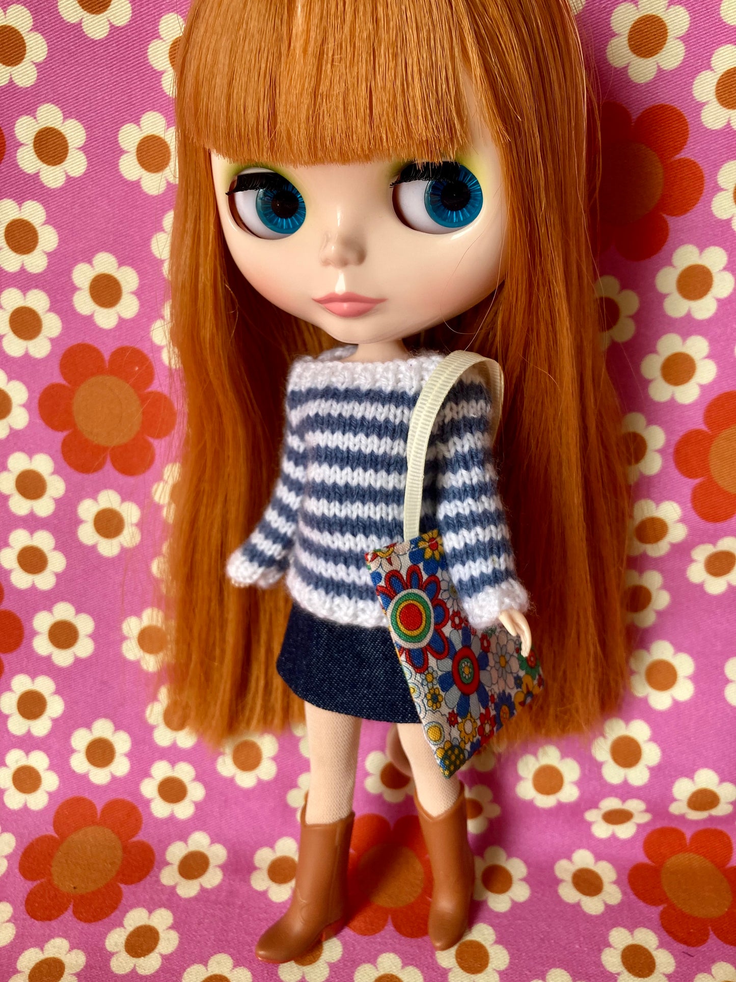 Breton Sweater, Skirt & Bag for Blythe Doll