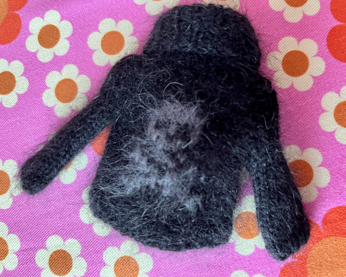 Halloween Fluffy Black Sweater Grey Skull