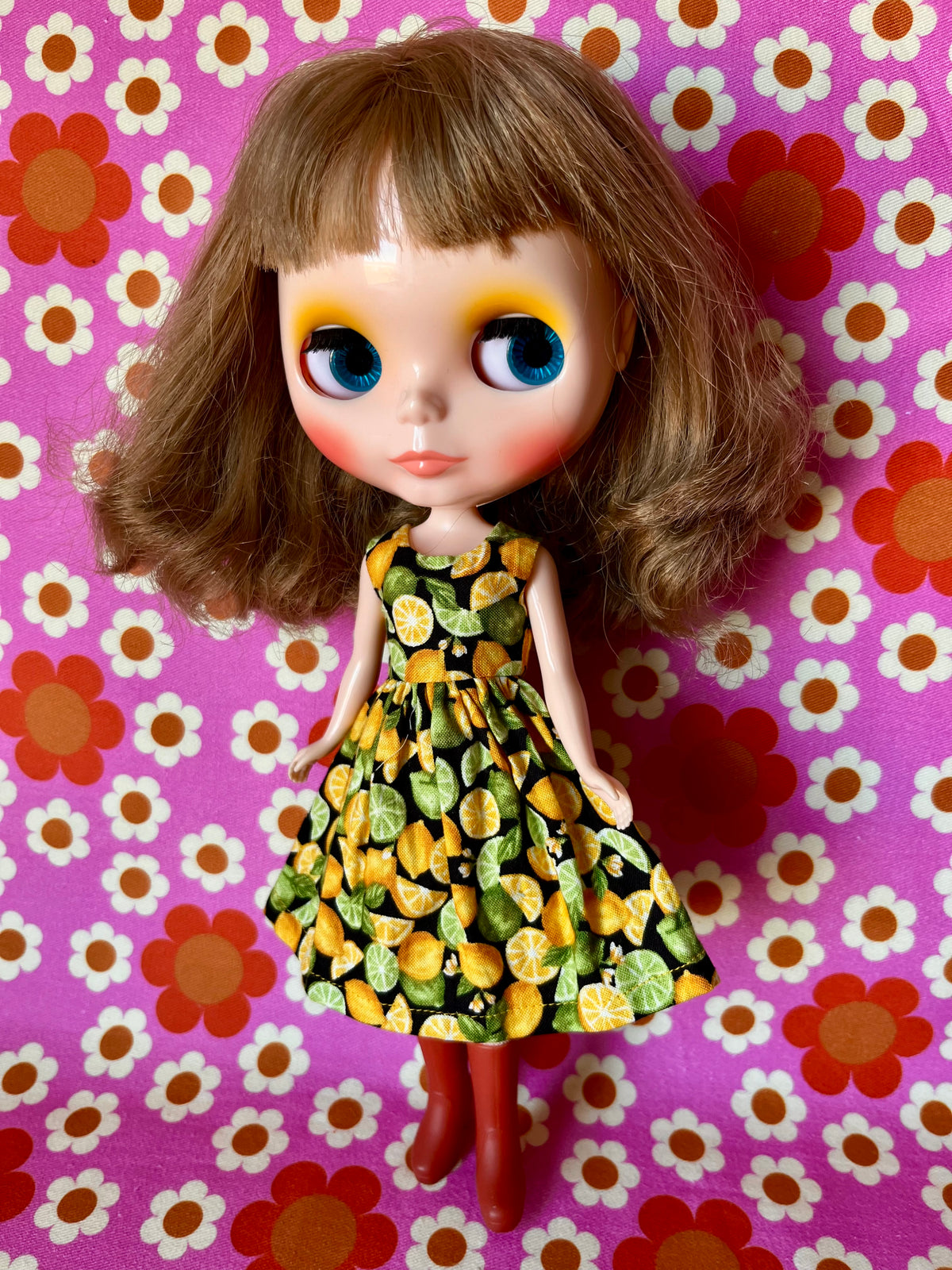 Lemons Summer Sleeveless Dress for Blythe Doll