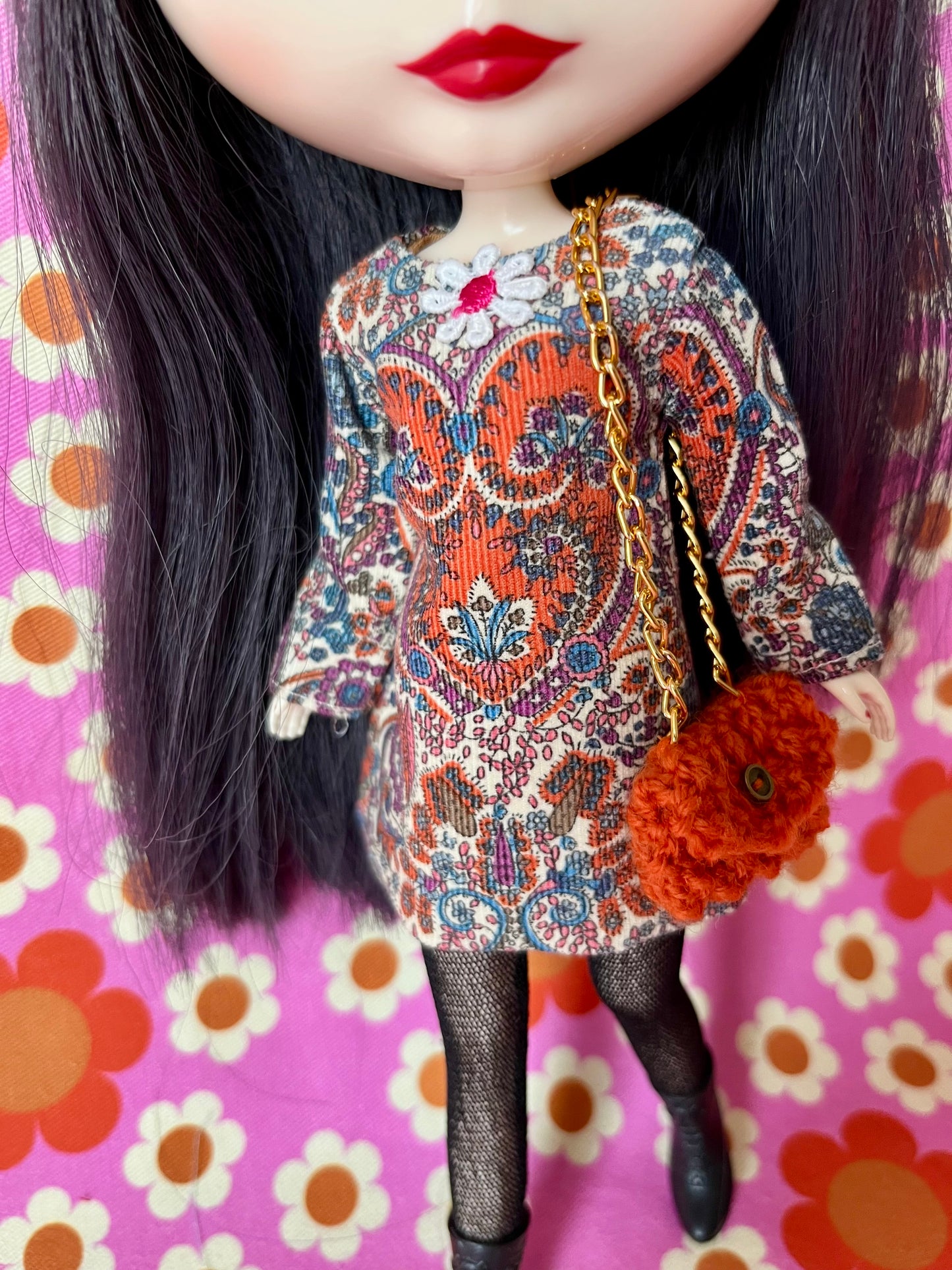 Liberty Corduroy Shift dress with sleeves & Bag which opens